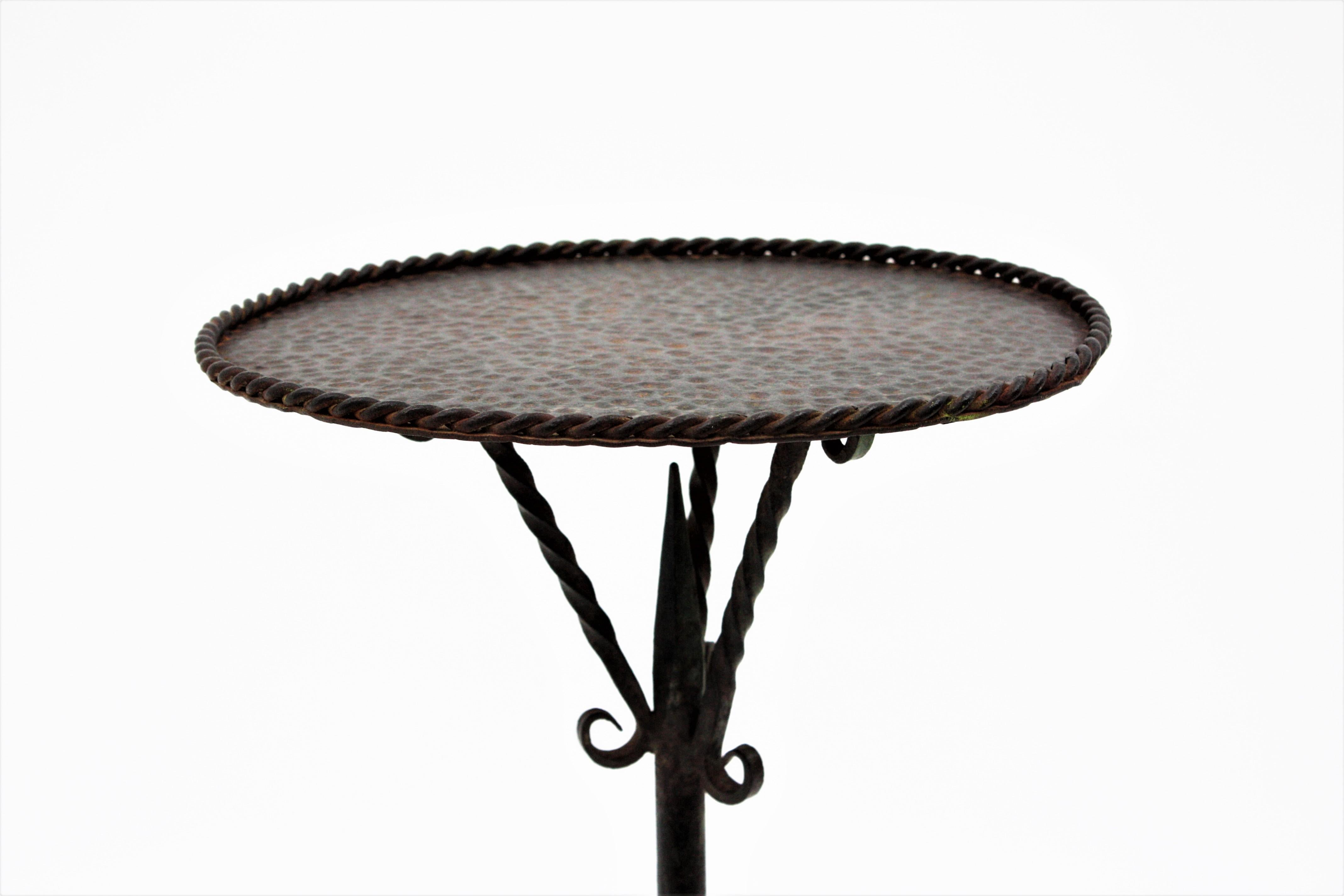 Spanish Side Table Gueridon / Drinks Table, Wrought Iron For Sale 5