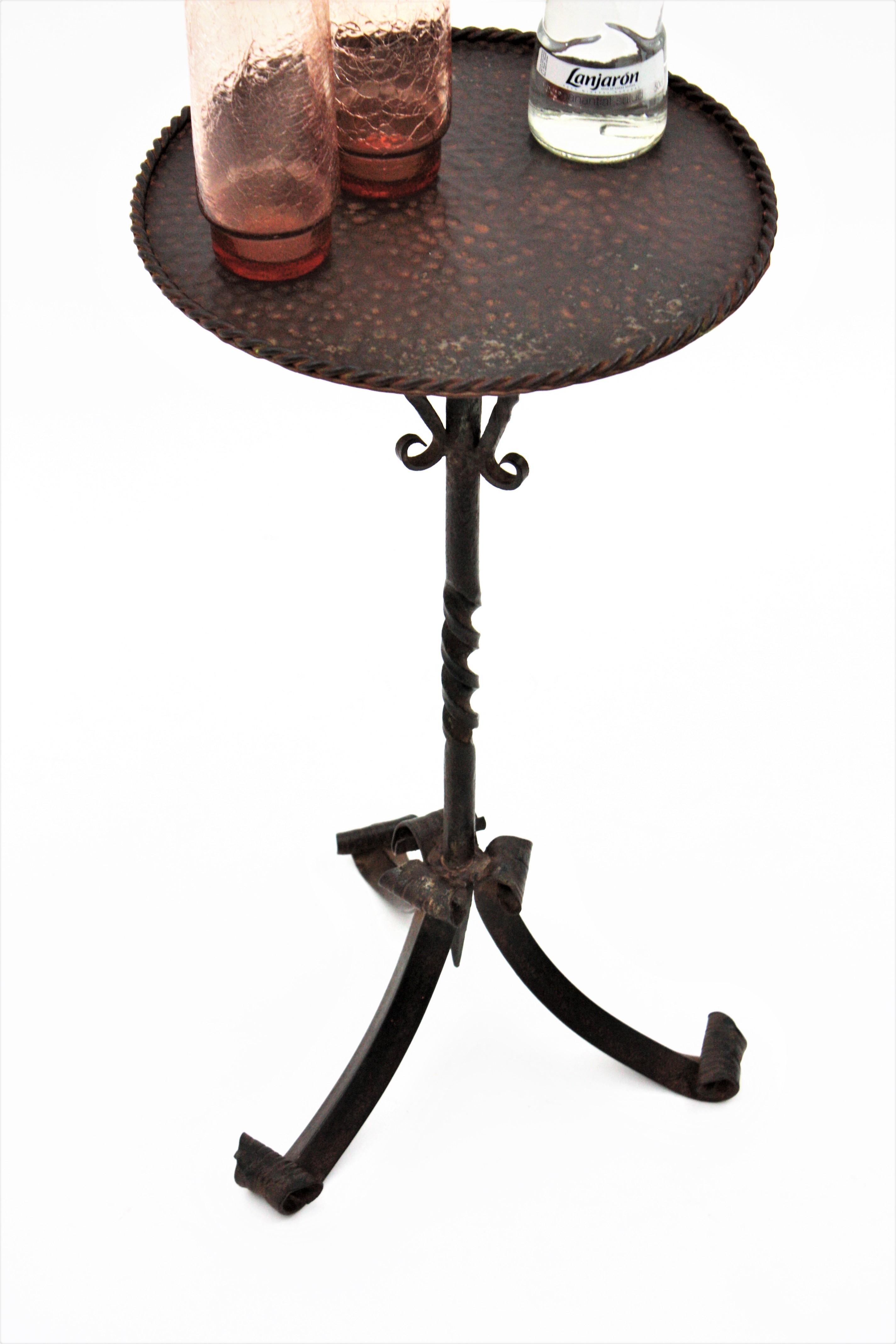 Metal Spanish Side Table Gueridon / Drinks Table, Wrought Iron For Sale