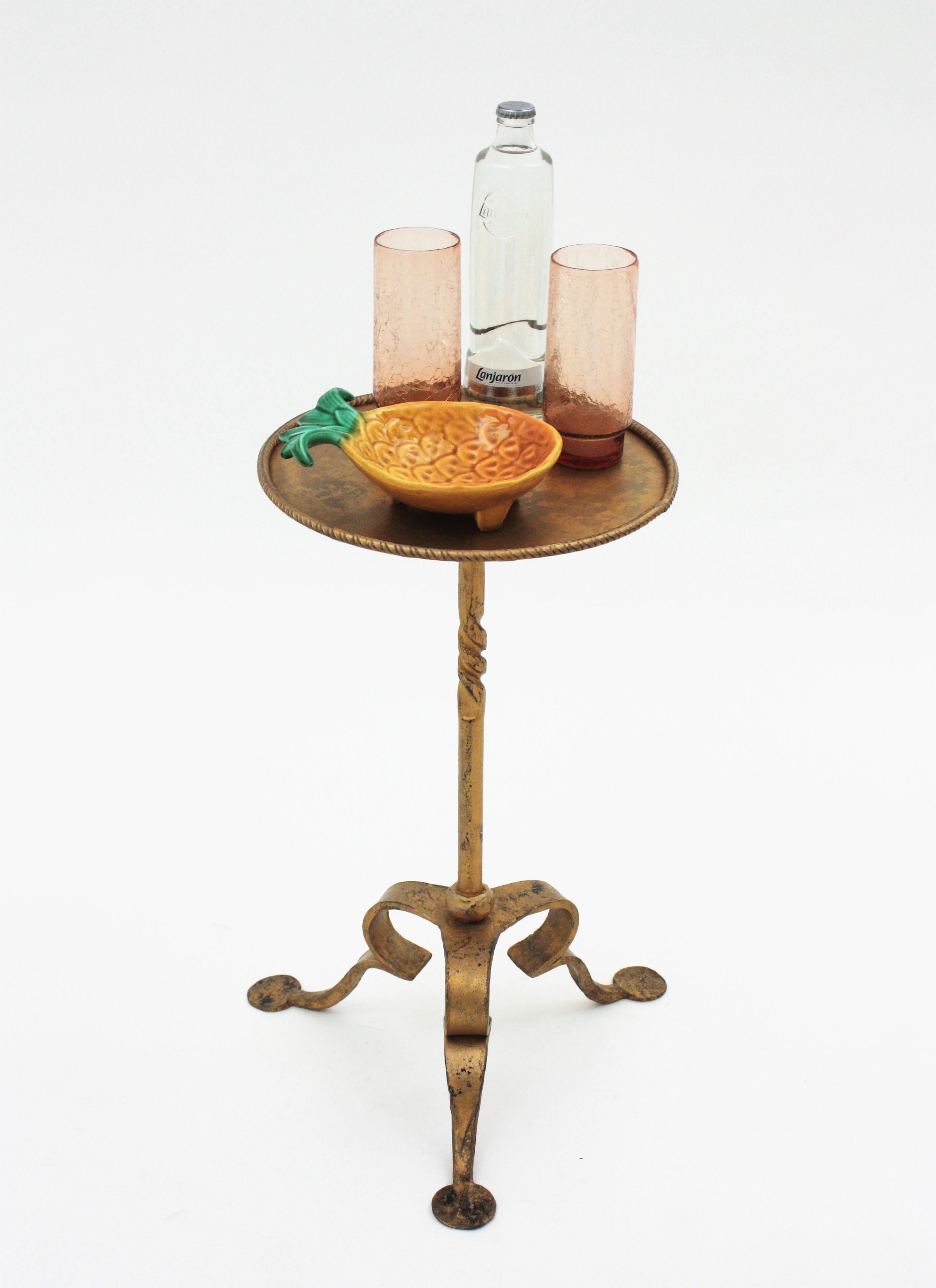 Spanish Gilt Iron Drinks Side Table / Martini Table, 1950s For Sale 5