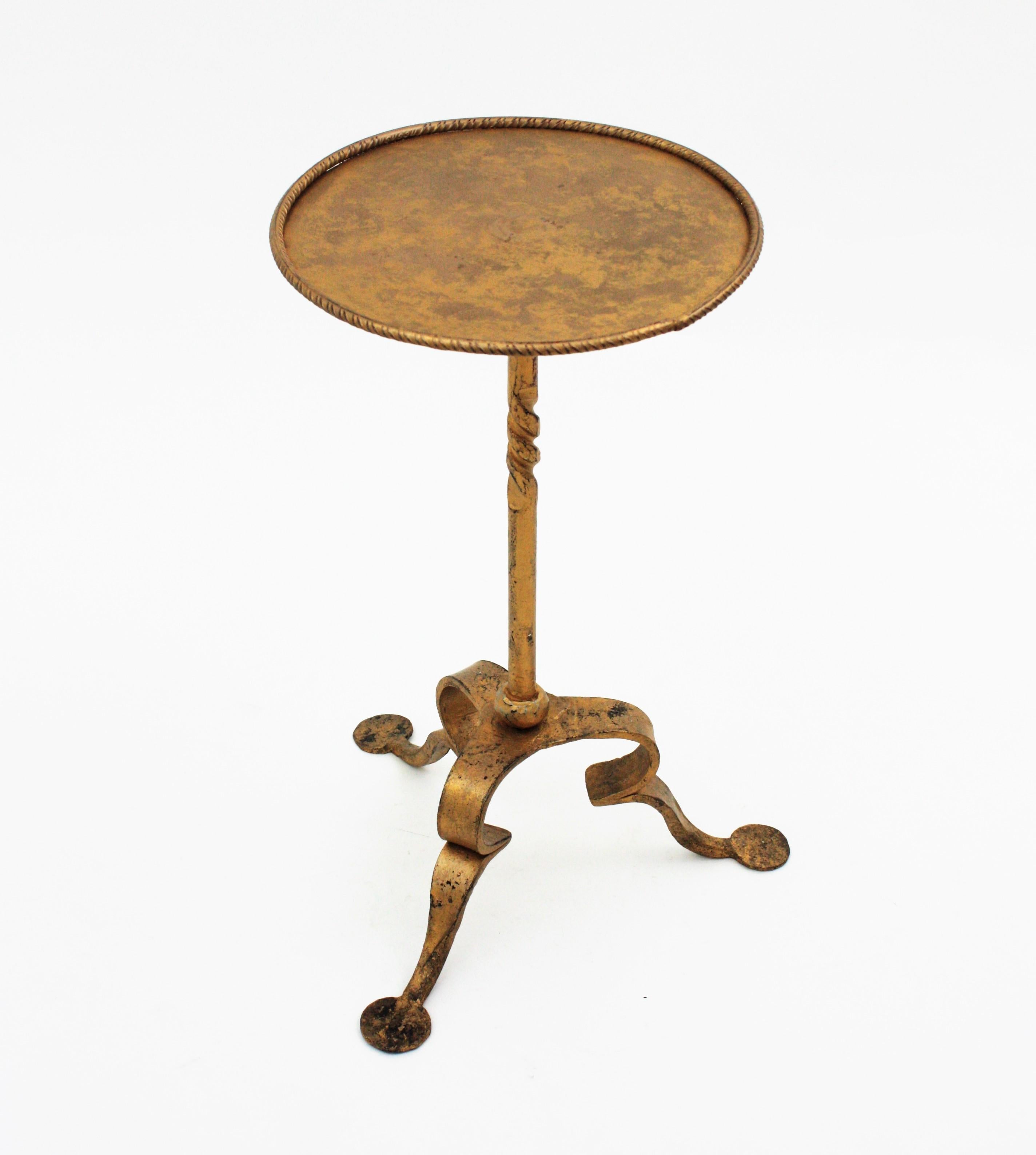 Spanish Gilt Iron Drinks Side Table / Martini Table, 1950s For Sale 6