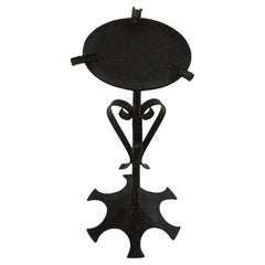Spanish Drinks Table / Side Table / Ashtray in Black Iron