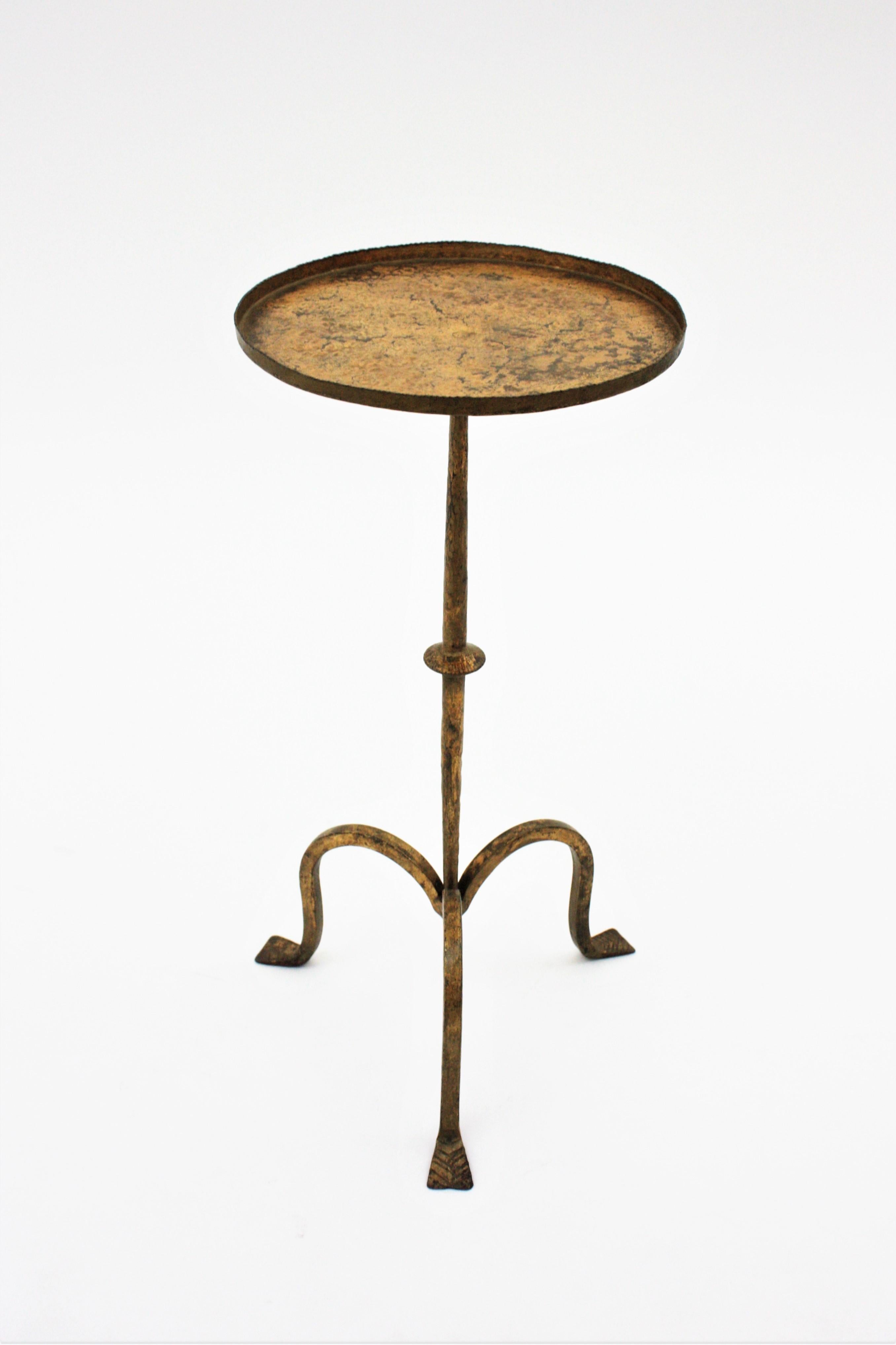 Spanish 1940s Gilt Side Table / Drinks Table / Martini Table, Wrought Iron 5