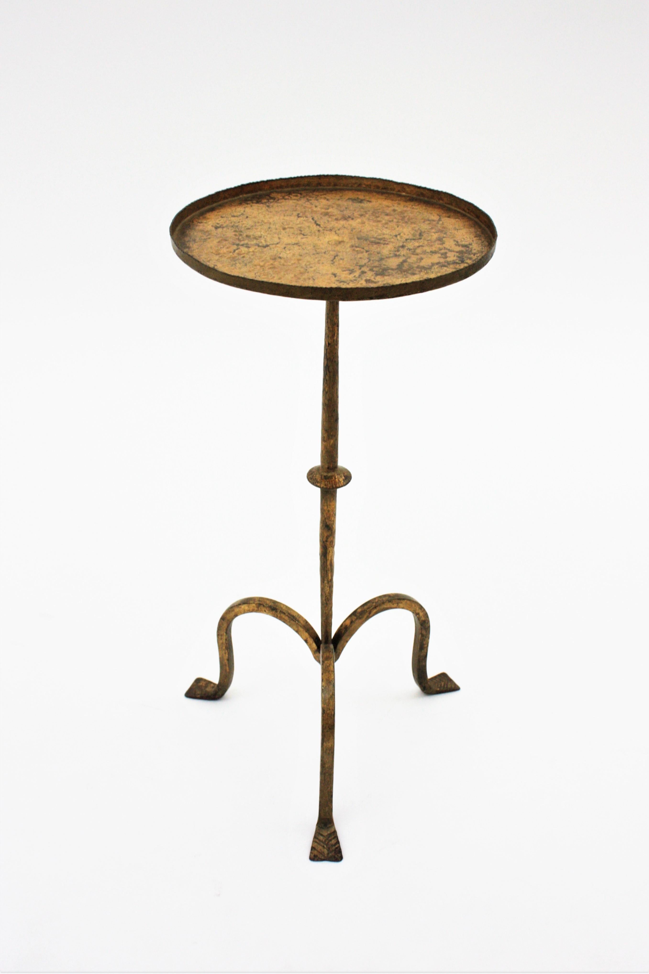 Spanish 1940s Gilt Side Table / Drinks Table / Martini Table, Wrought Iron 6