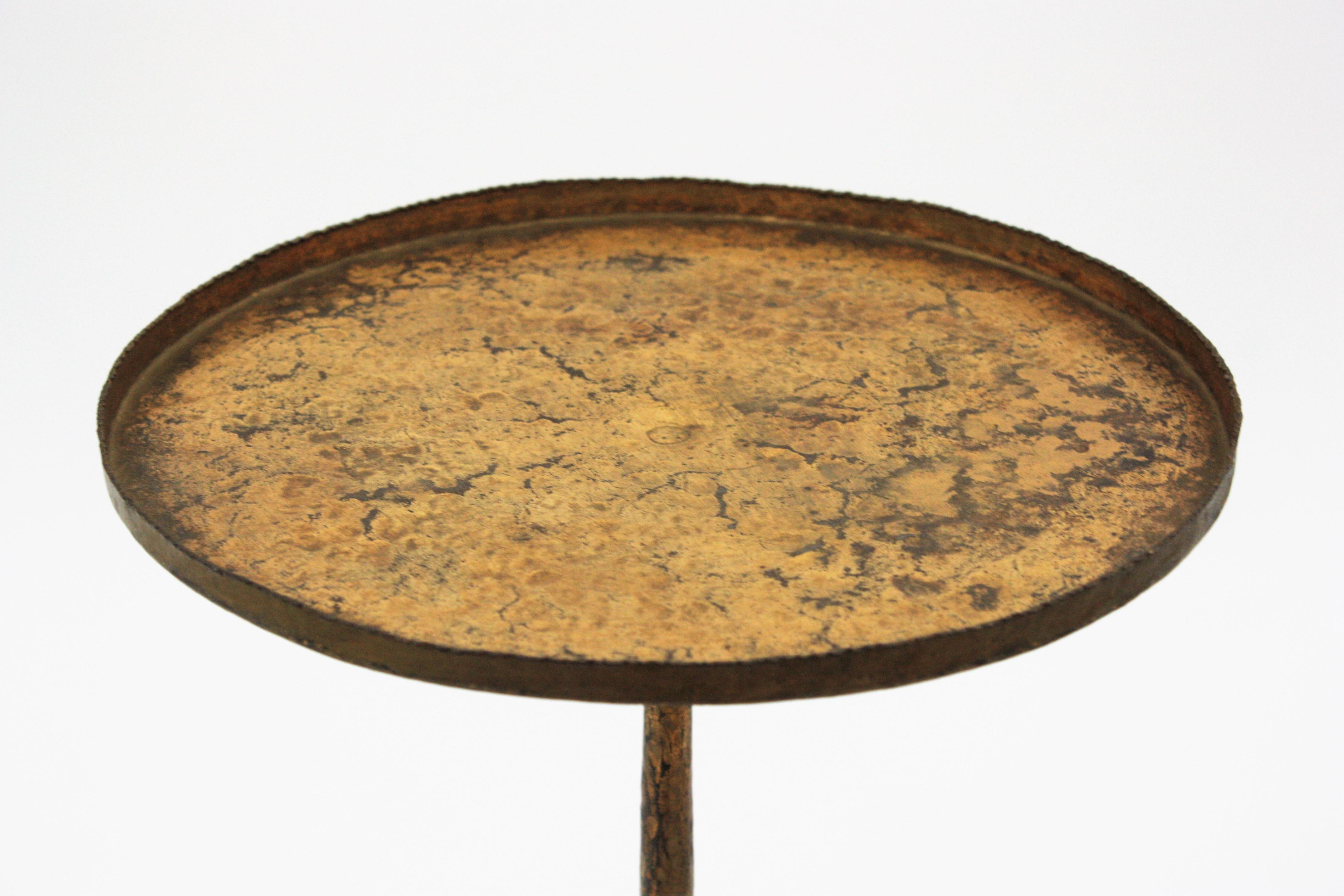Spanish 1940s Gilt Side Table / Drinks Table / Martini Table, Wrought Iron In Good Condition In Barcelona, ES