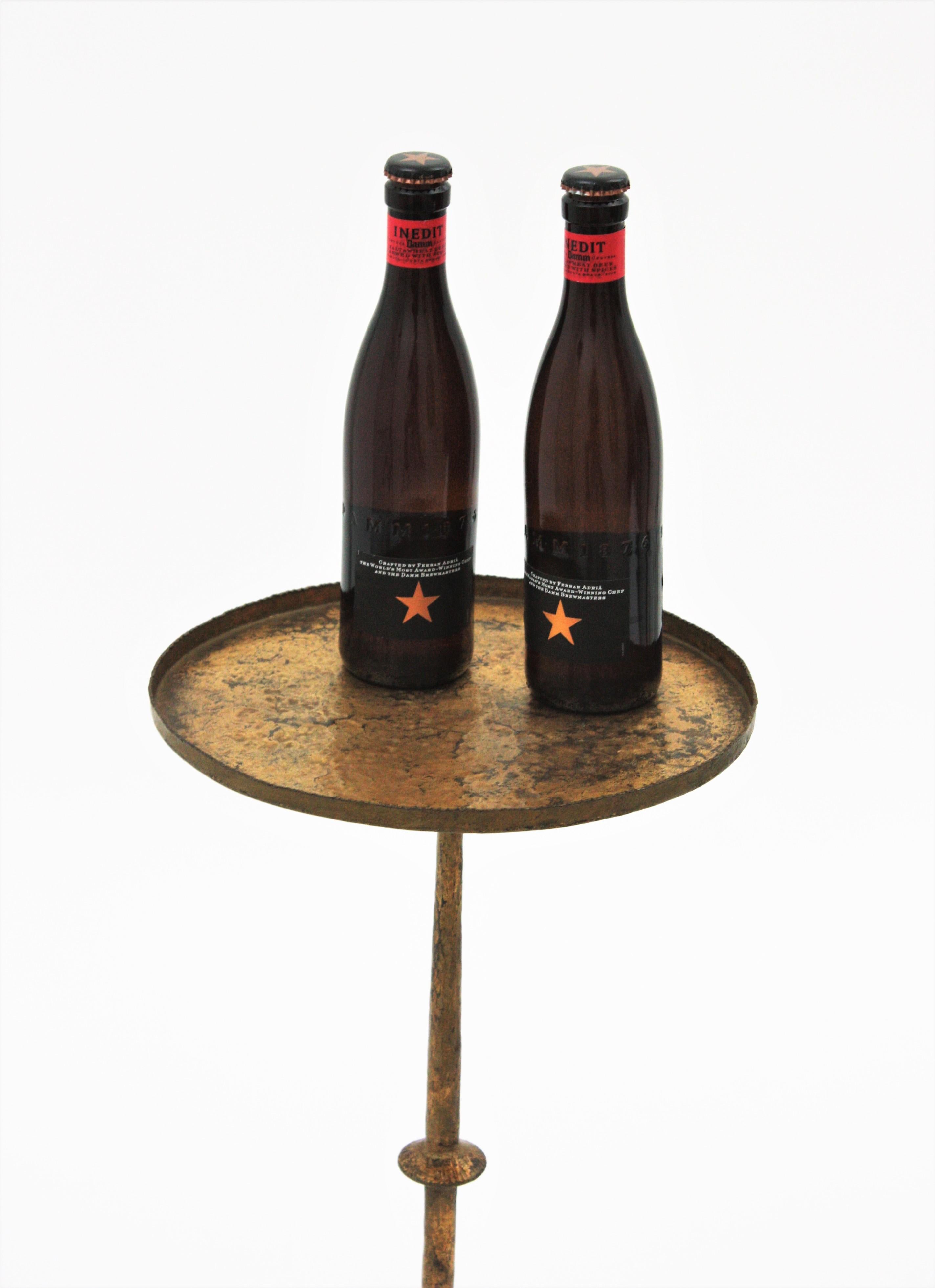 20th Century Spanish 1940s Gilt Side Table / Drinks Table / Martini Table, Wrought Iron