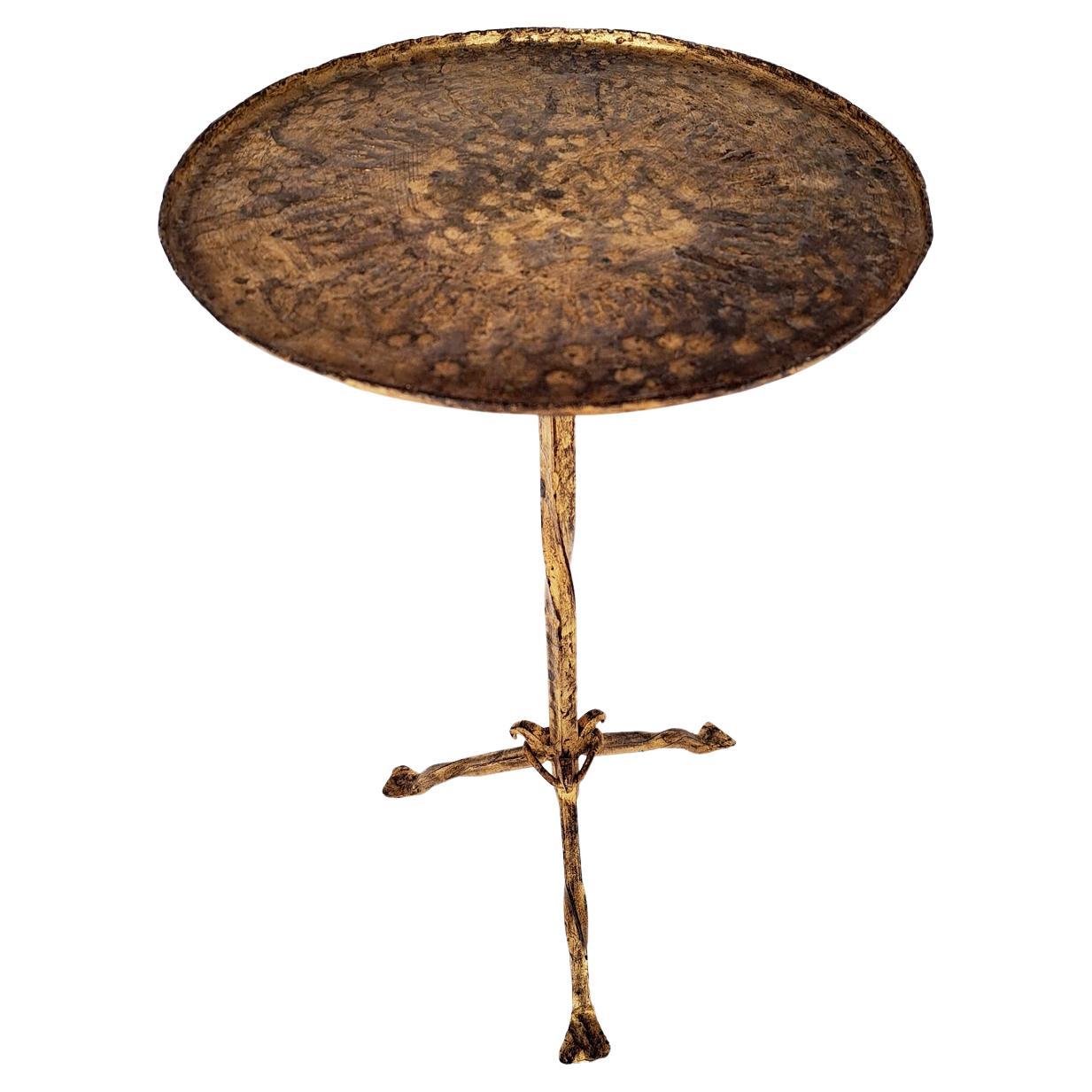 Spanish Drinks Table / Side Table / Martini Table in Gilt Iron, 1950s