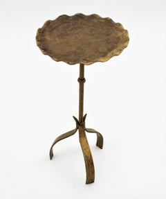 Spanish Drinks Table / Side Table / Martini Table in Gilt Iron with Wavy Top