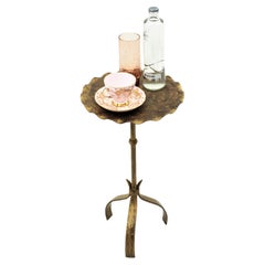 Spanish Drinks Table / Side Table / Martini Table in Gilt Iron with Wavy Top
