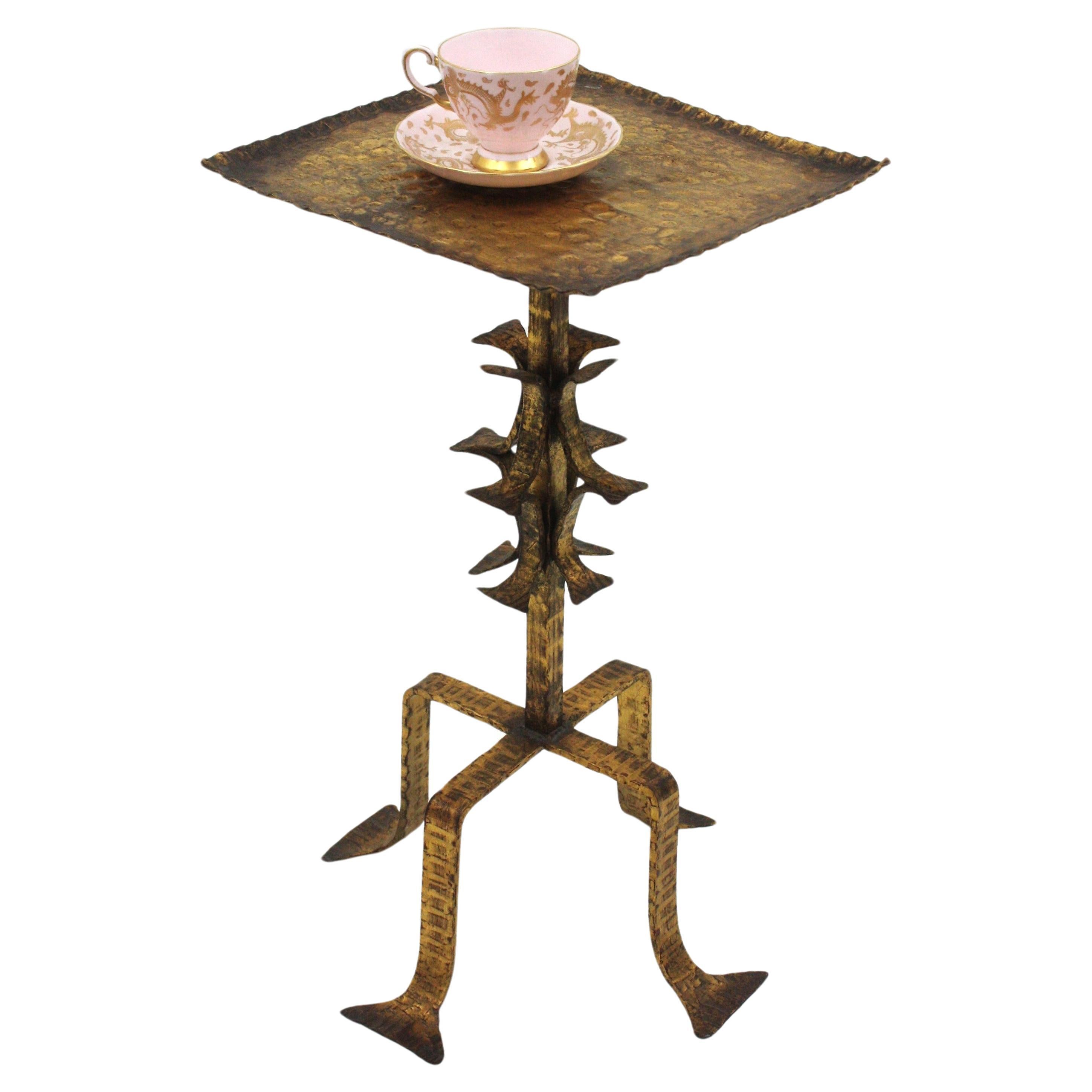 Spanish Side Table / Drinks Table / Martini Table in Gilt Wrought Iron 5