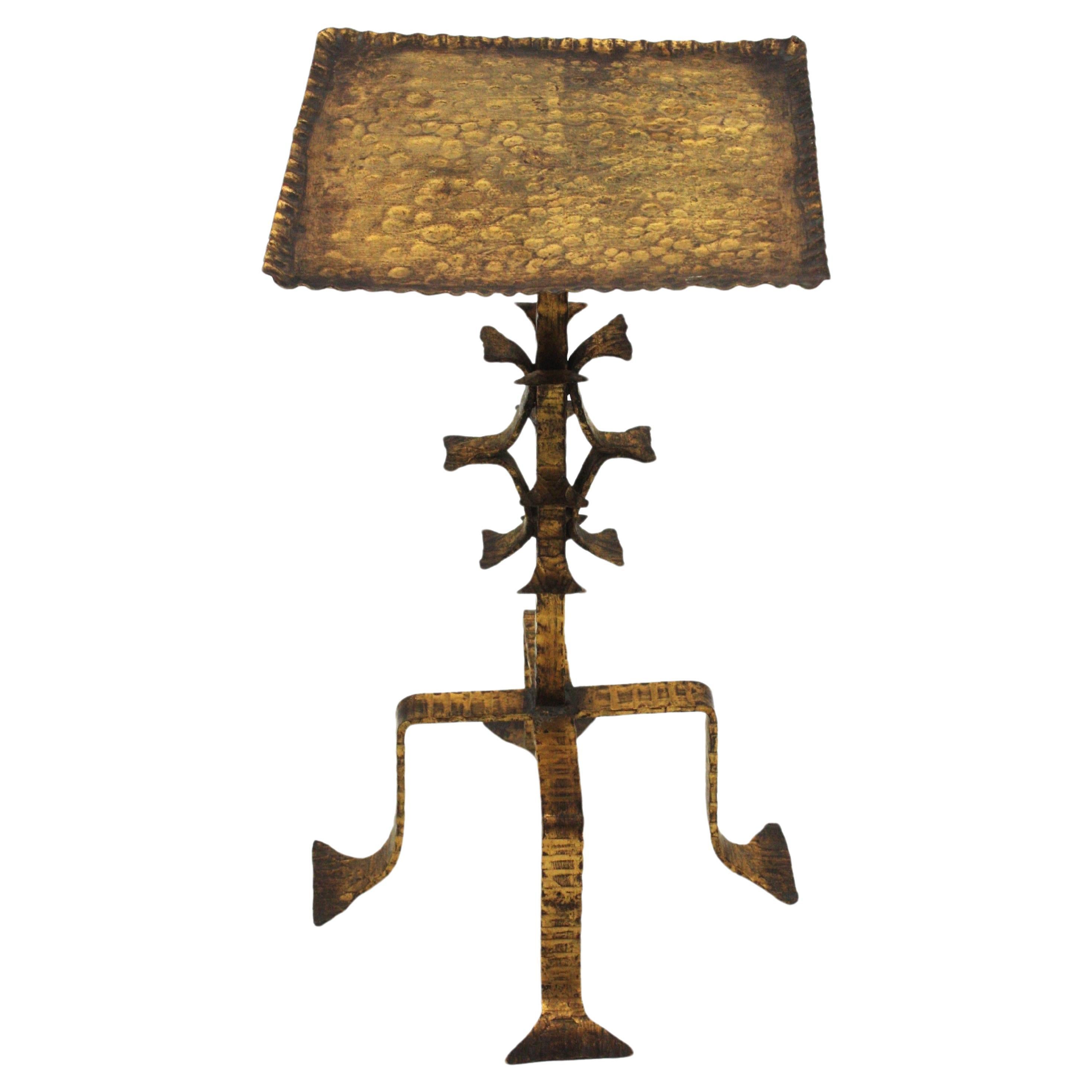 20th Century Spanish Side Table / Drinks Table / Martini Table in Gilt Wrought Iron For Sale