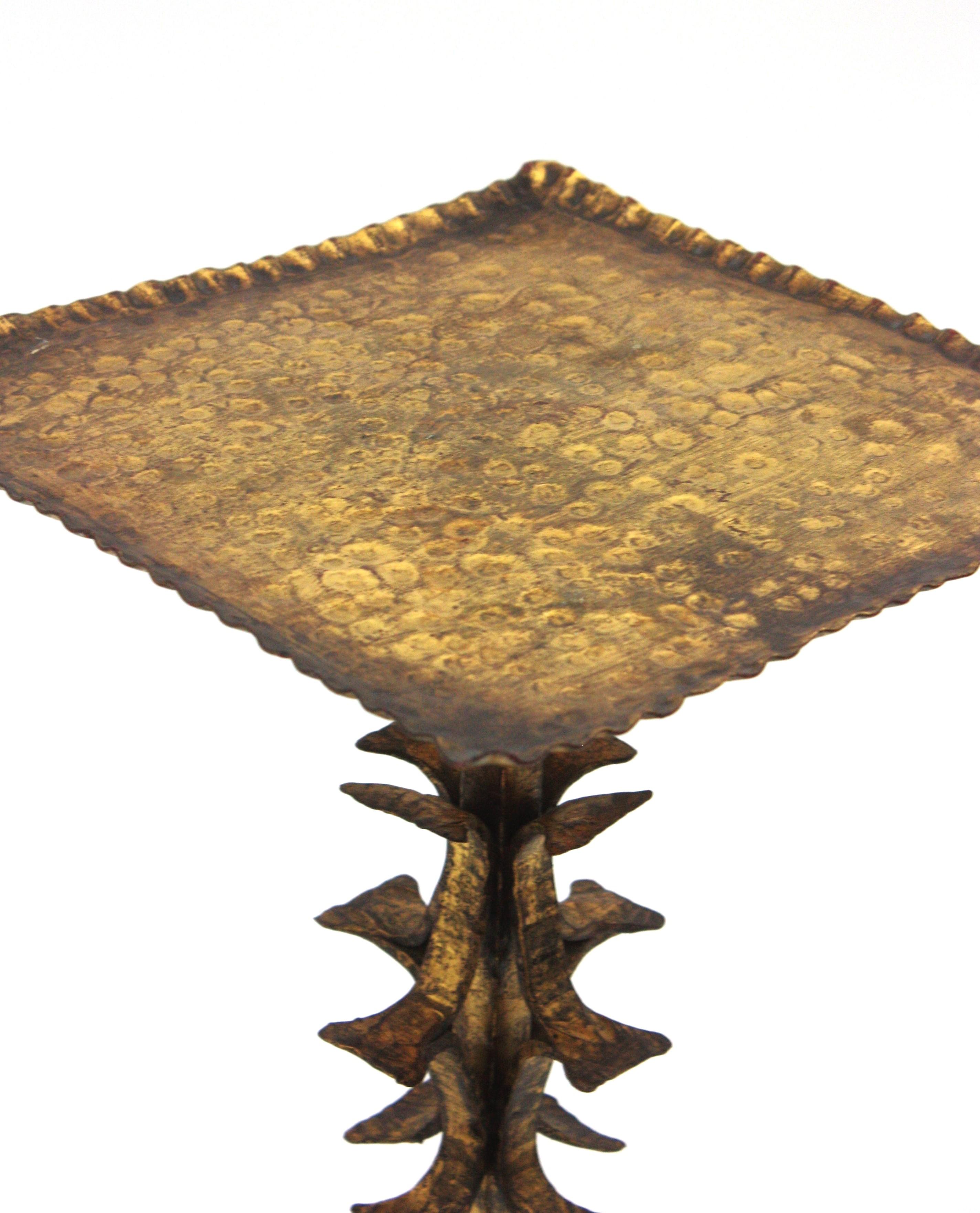 Spanish Side Table / Drinks Table / Martini Table in Gilt Wrought Iron 2