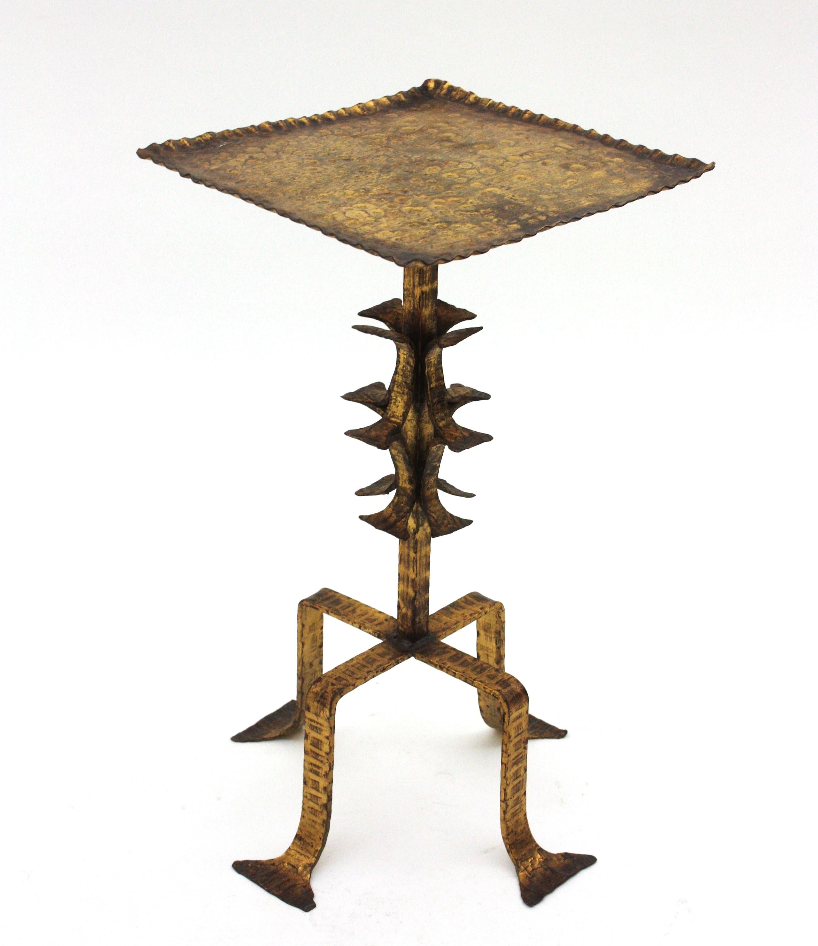 Spanish Side Table / Drinks Table / Martini Table in Gilt Wrought Iron 4
