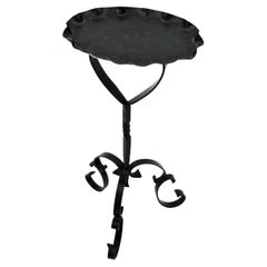 Antique Spanish Drinks Table / Side Table / Oval Martini Table in Wrought Iron