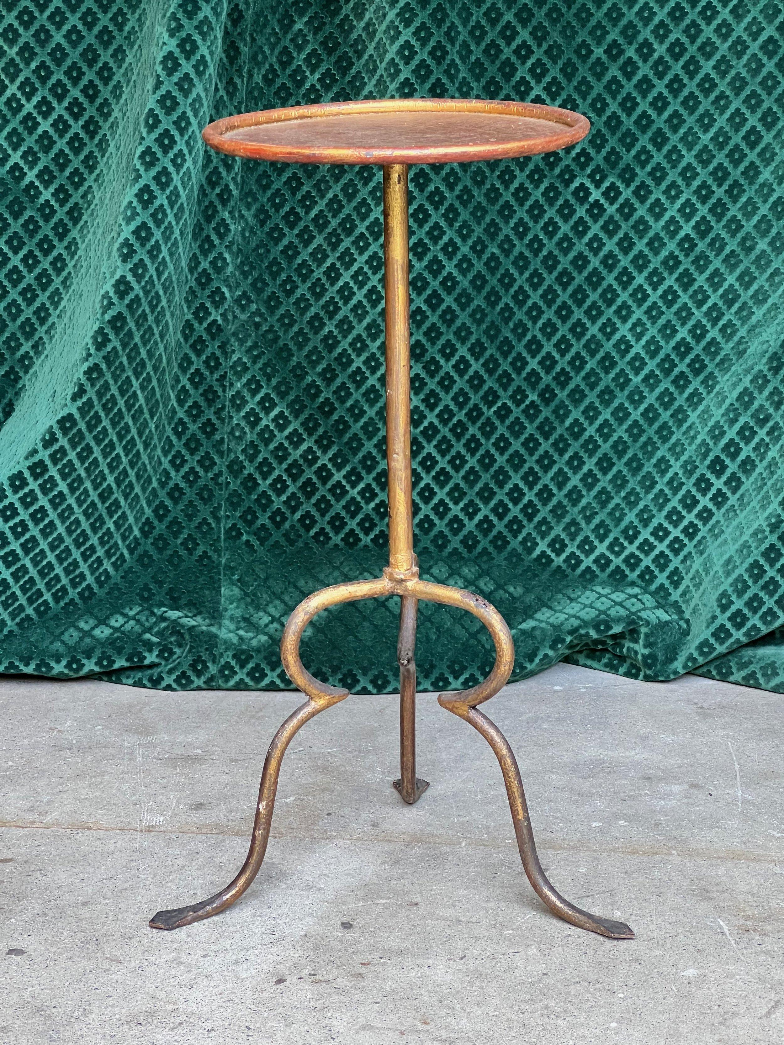 Gilt Spanish Drinks Table with Elevated Tripod Base 