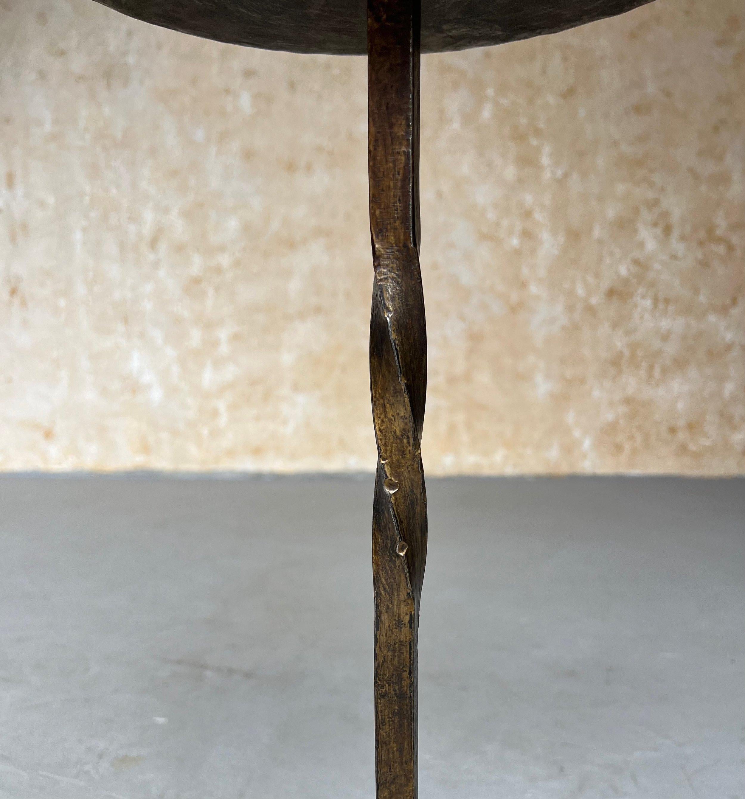Iron Spanish Drinks Table with Twisted Stem For Sale