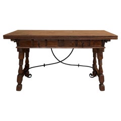Console espagnole à abattants avec traverses en fer, années 1940