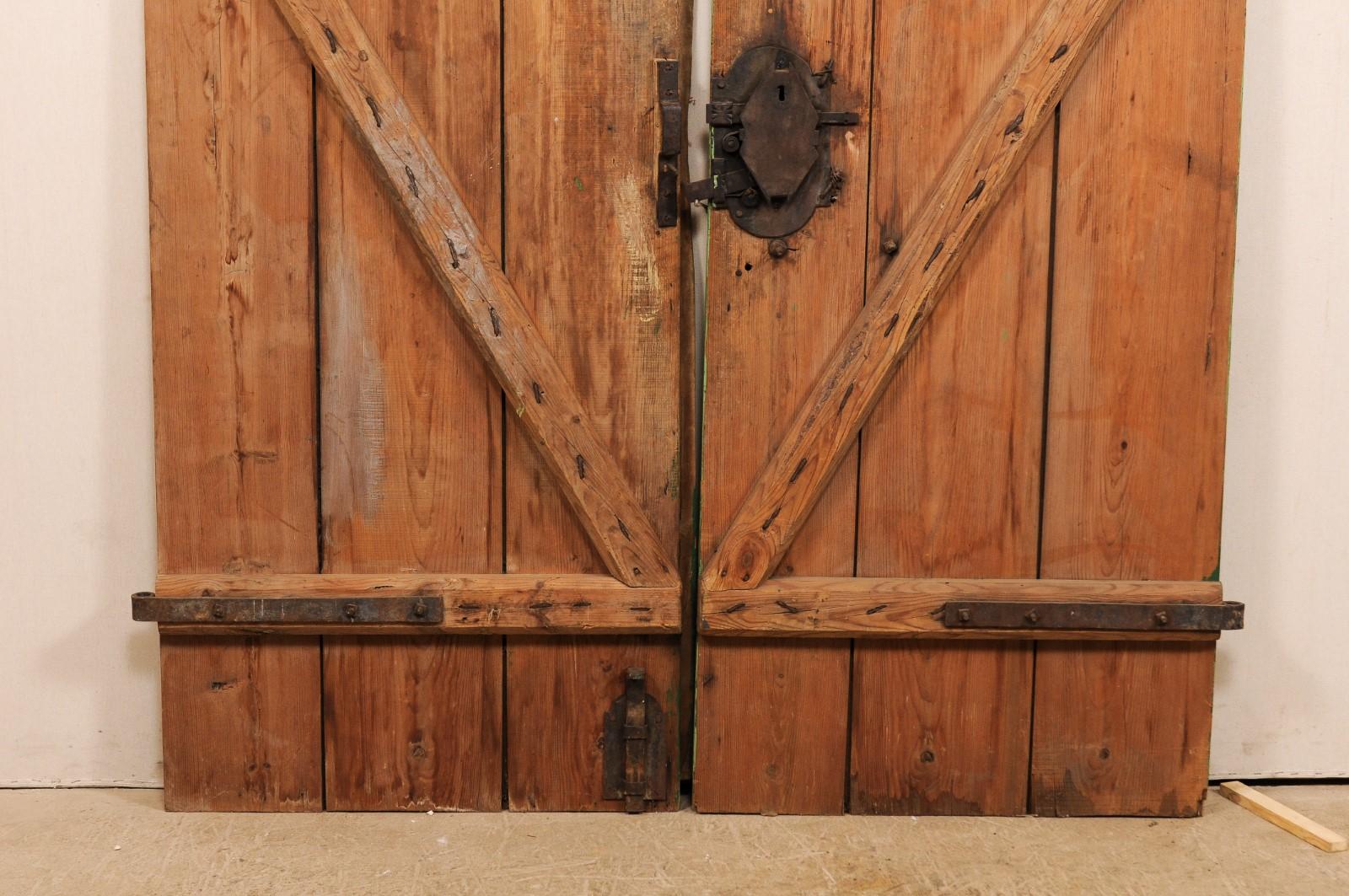 Spanish Pair Early 19th C. Wooden Doors w/Original Iron Hardware, 6.75 Ft Tall 5