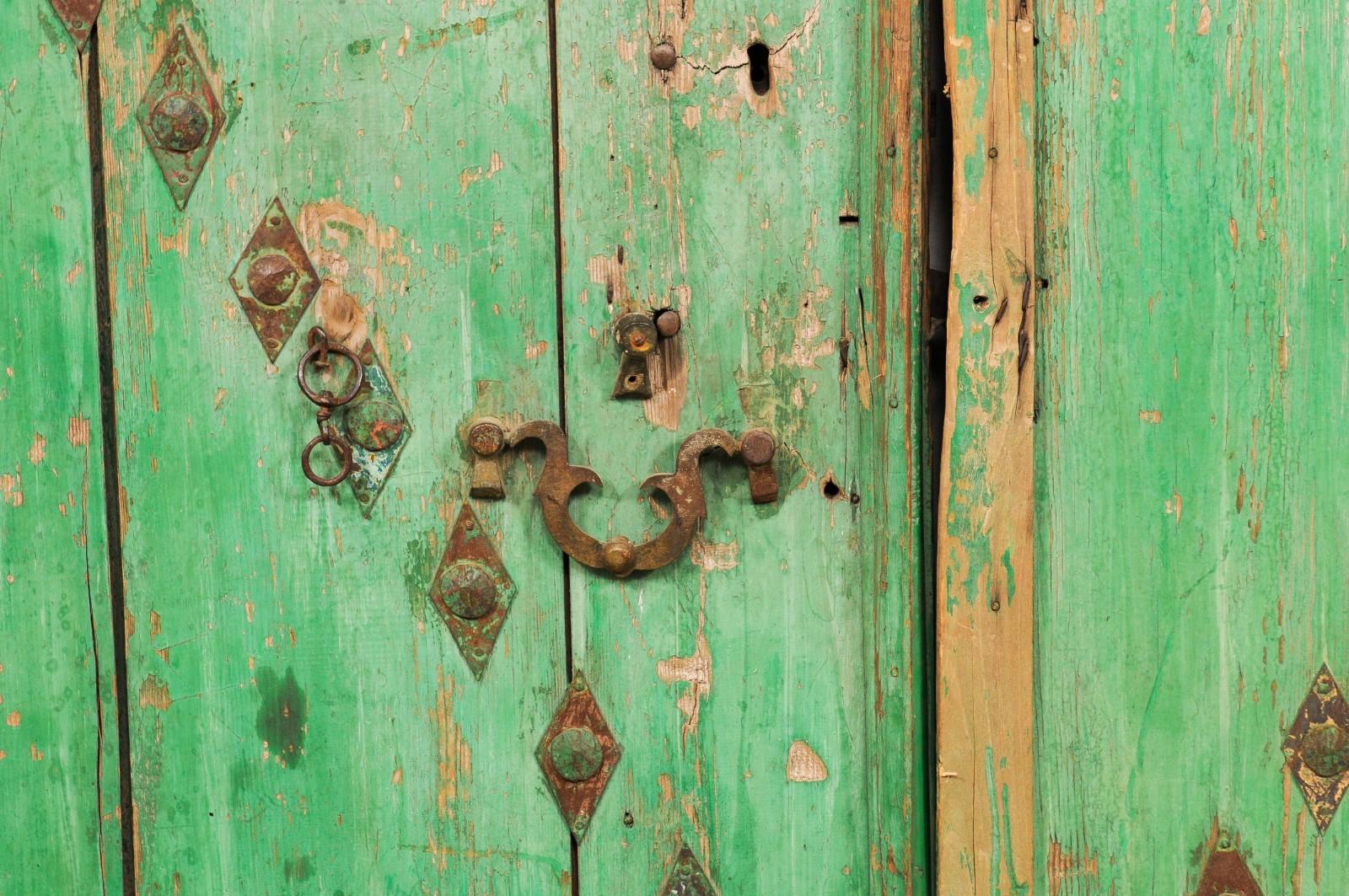 19th Century Spanish Pair Early 19th C. Wooden Doors w/Original Iron Hardware, 6.75 Ft Tall