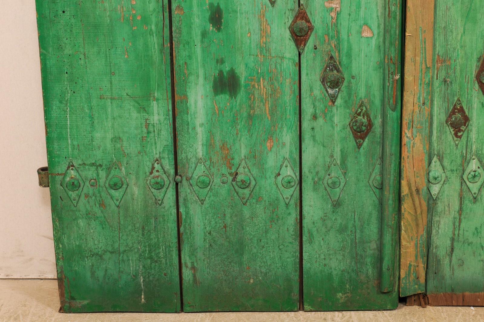 Spanish Pair Early 19th C. Wooden Doors w/Original Iron Hardware, 6.75 Ft Tall 2