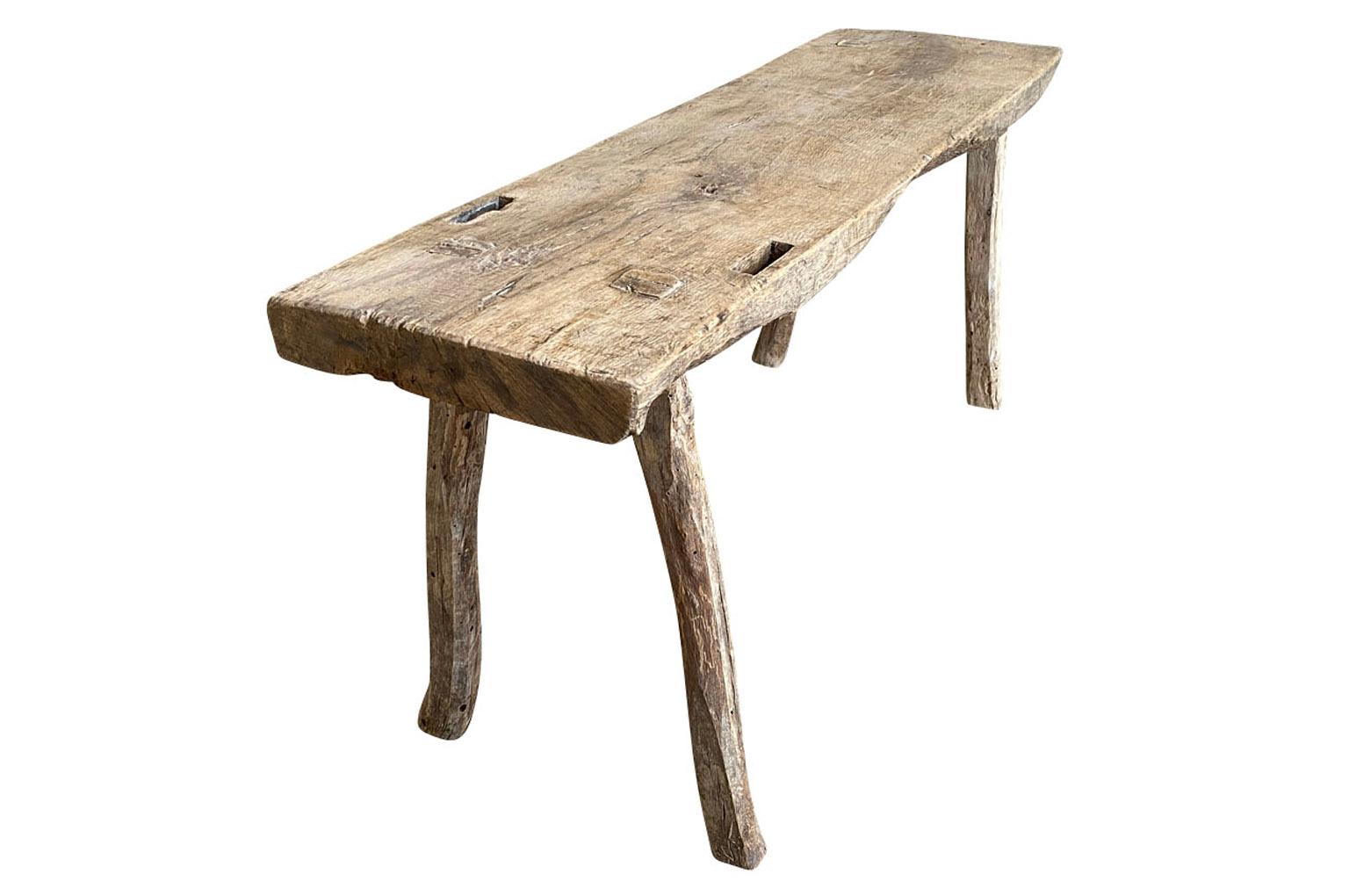 Chestnut Spanish Early 19th Century Rustic Bench