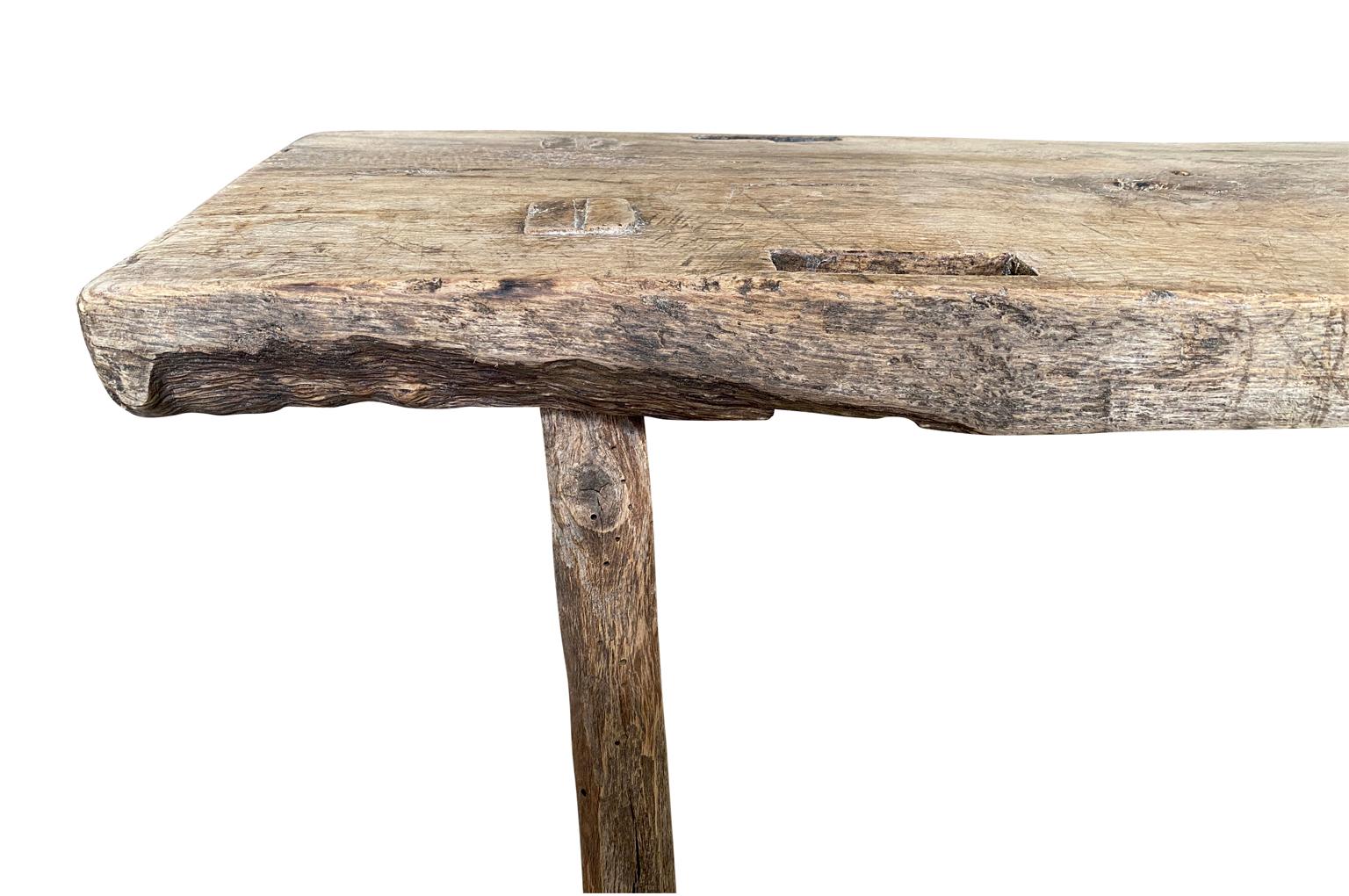 Spanish Early 19th Century Rustic Bench 3