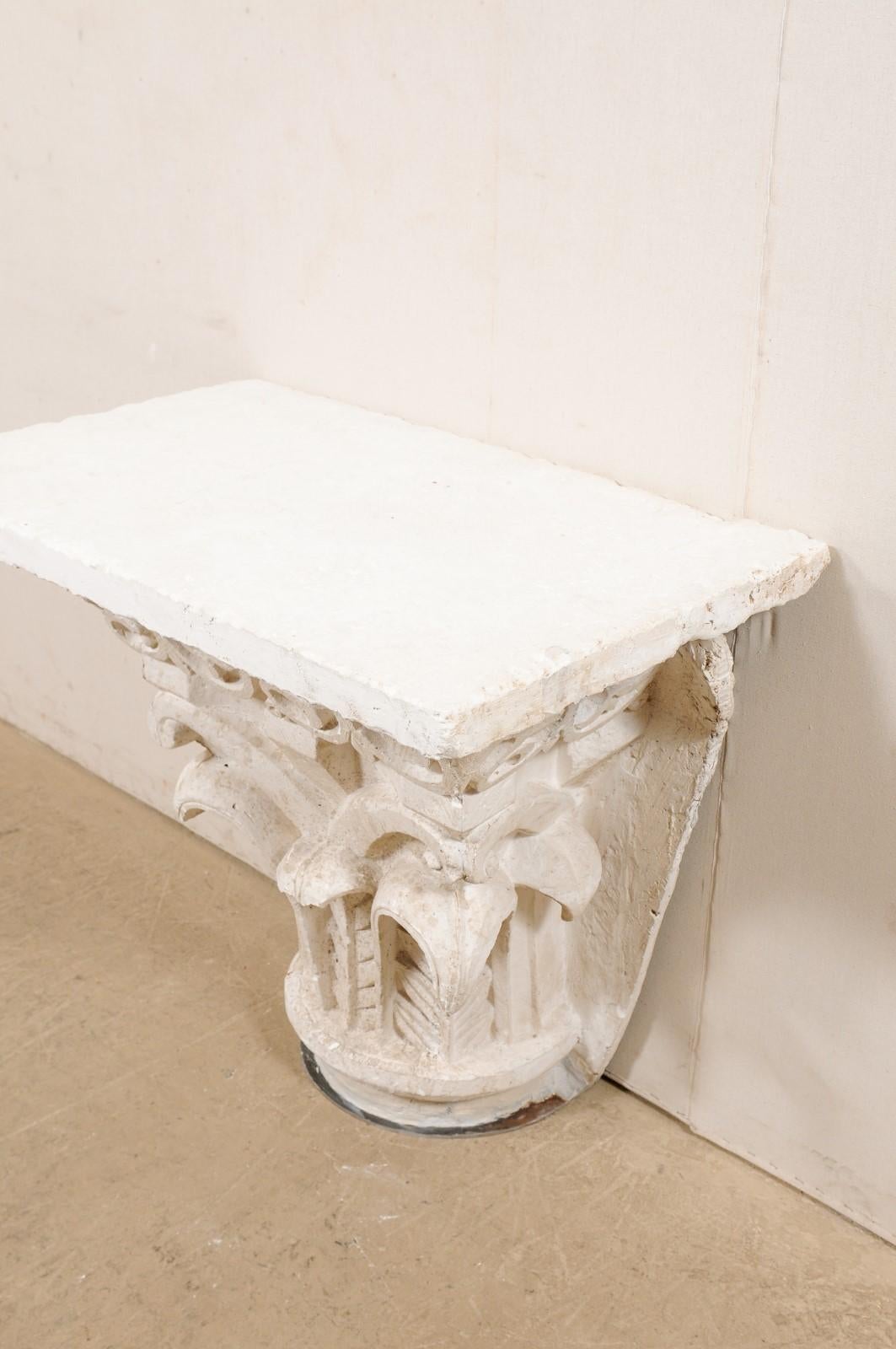 Spanish Early 20th C. Wall Console Table in White w/New Fossilized Coral Top 6