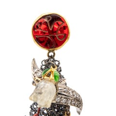 Spanish Earrings Tulips Coral Quartz Gold Diamonds Platinum Red Crystal Mesh