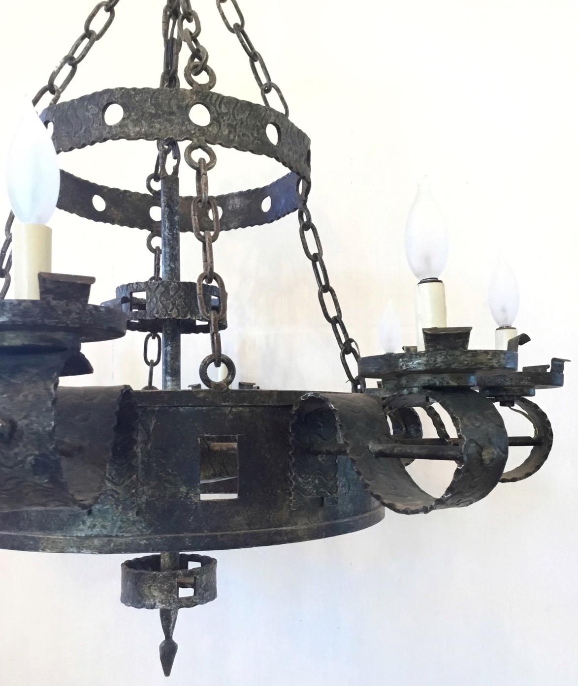 Mid-20th Century Spanish Eight Light Chandelier For Sale