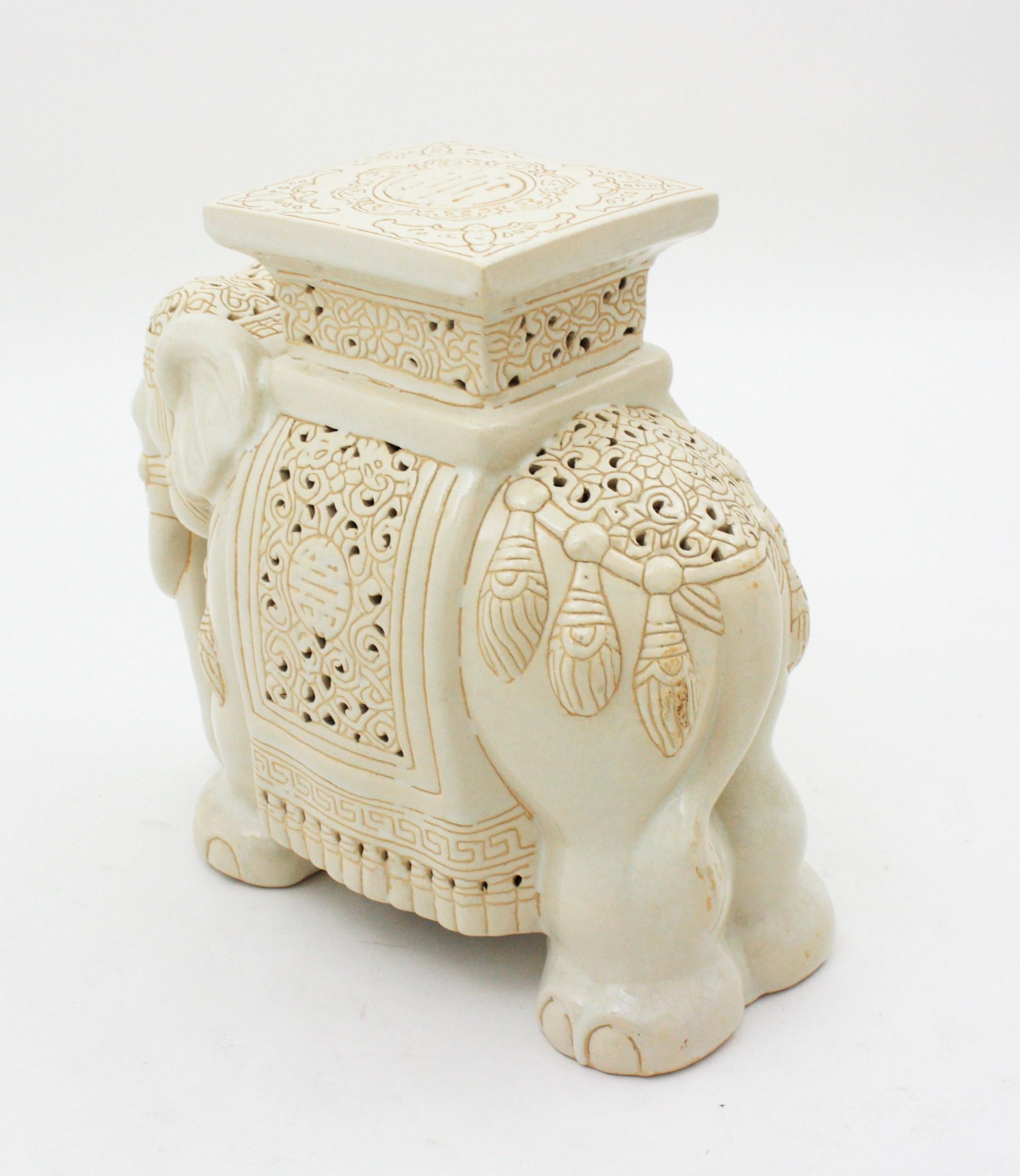 Spanish Elephant Side Table or Drinks Table in Glazed Ceramic For Sale 2