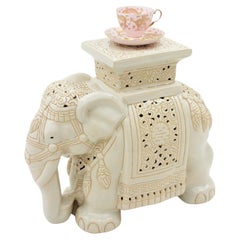 Spanish Elephant Side Table or Drinks Table in Glazed Ceramic