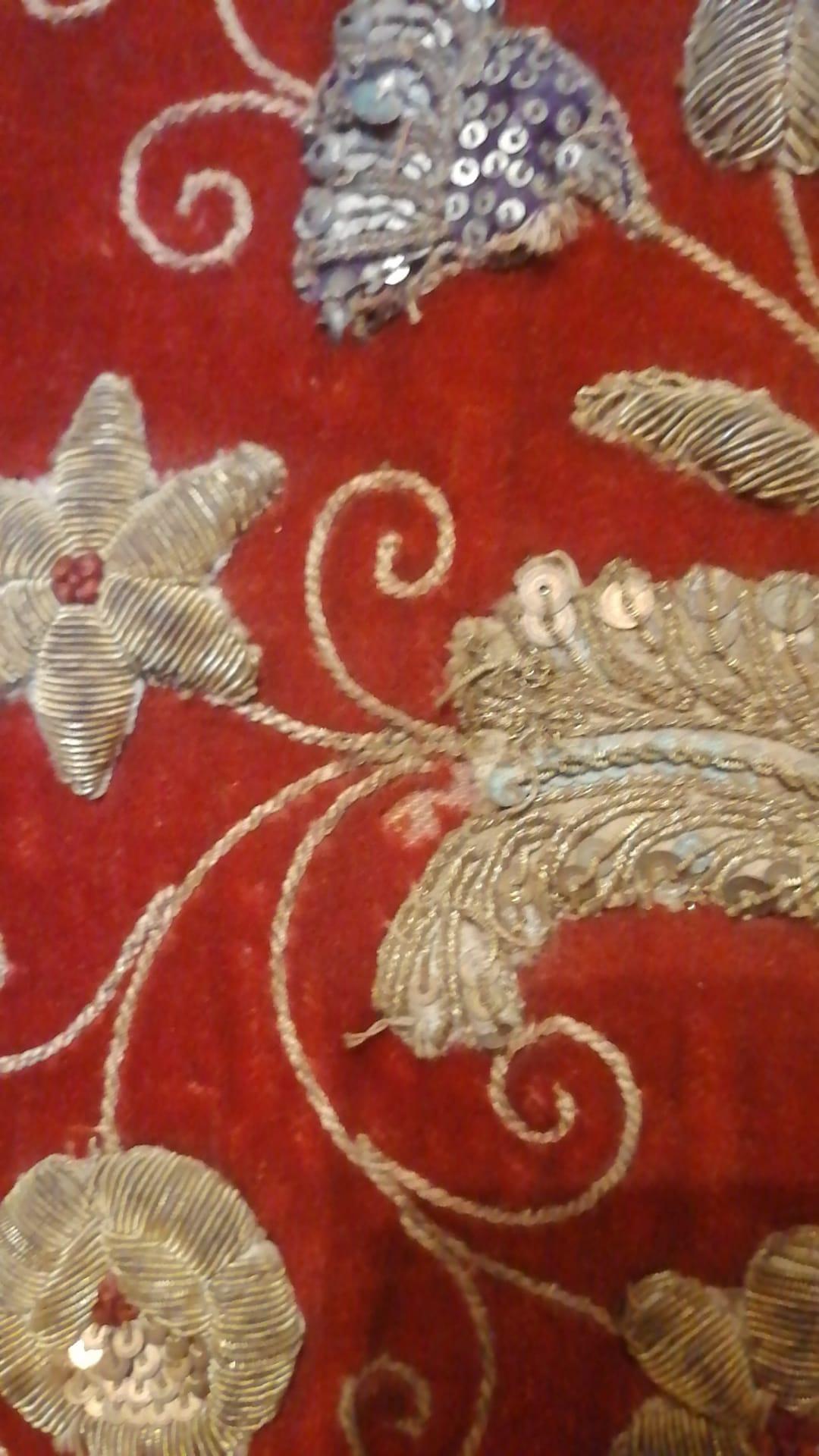 Spanish Embroidered Gold Silver Armorial Hanging Amphora Count 70'high 55