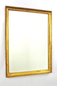 Spanish Empire Rectangular Mirror in Gold Leaf Giltwood and Beveled Glass
