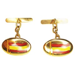 Boutons de manchette drapeau espagnol en émail en or jaune 18 carats