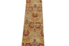 Rug & Kilim's Spanish European Style Runner in Gold, Red & Blue Floral Pattern