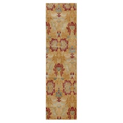 Rug & Kilim's Spanish European Style Runner in Gold, Red & Blue Floral Pattern