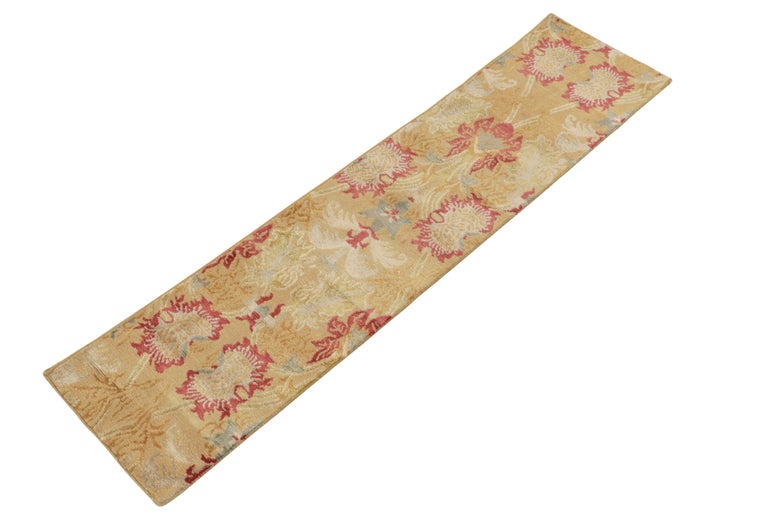 Rug and Kilim's Spanish European Style Runner in Gold, Red and Gray ...