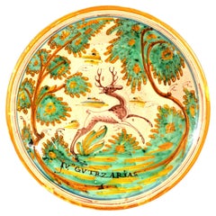 Spanish Faience Charger with Leaping Stag, Talavera, circa 1780-1800