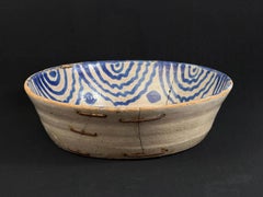 Spanish Fajalauza Lebrillo Bowl, Granada, Blue & White Majolica