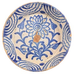 Spanish Fajalauza Lebrillo Bowl, Granada, Blue & White Majolica
