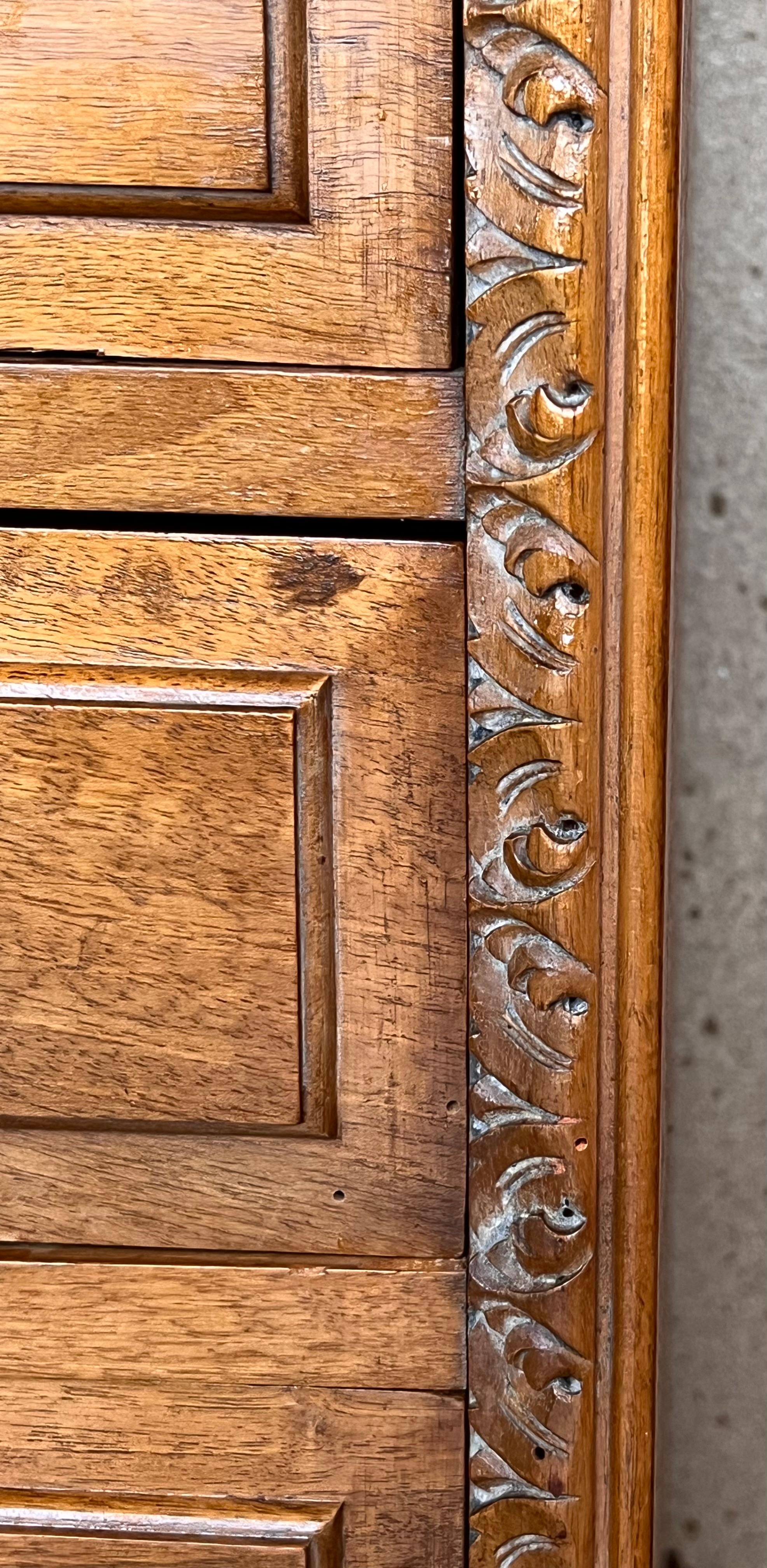 Spanish Fall-Front Secretary Desk in Carved Oak, Spain, circa 1950 For Sale 4
