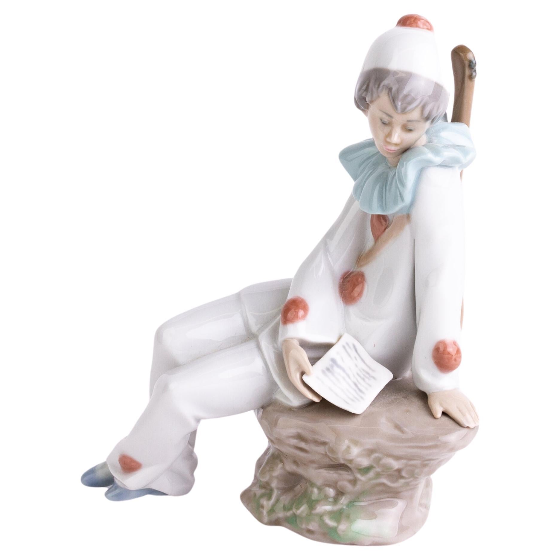 Spanish Fine Porcelain Nao Lladro Clown Sculpture Figure  For Sale