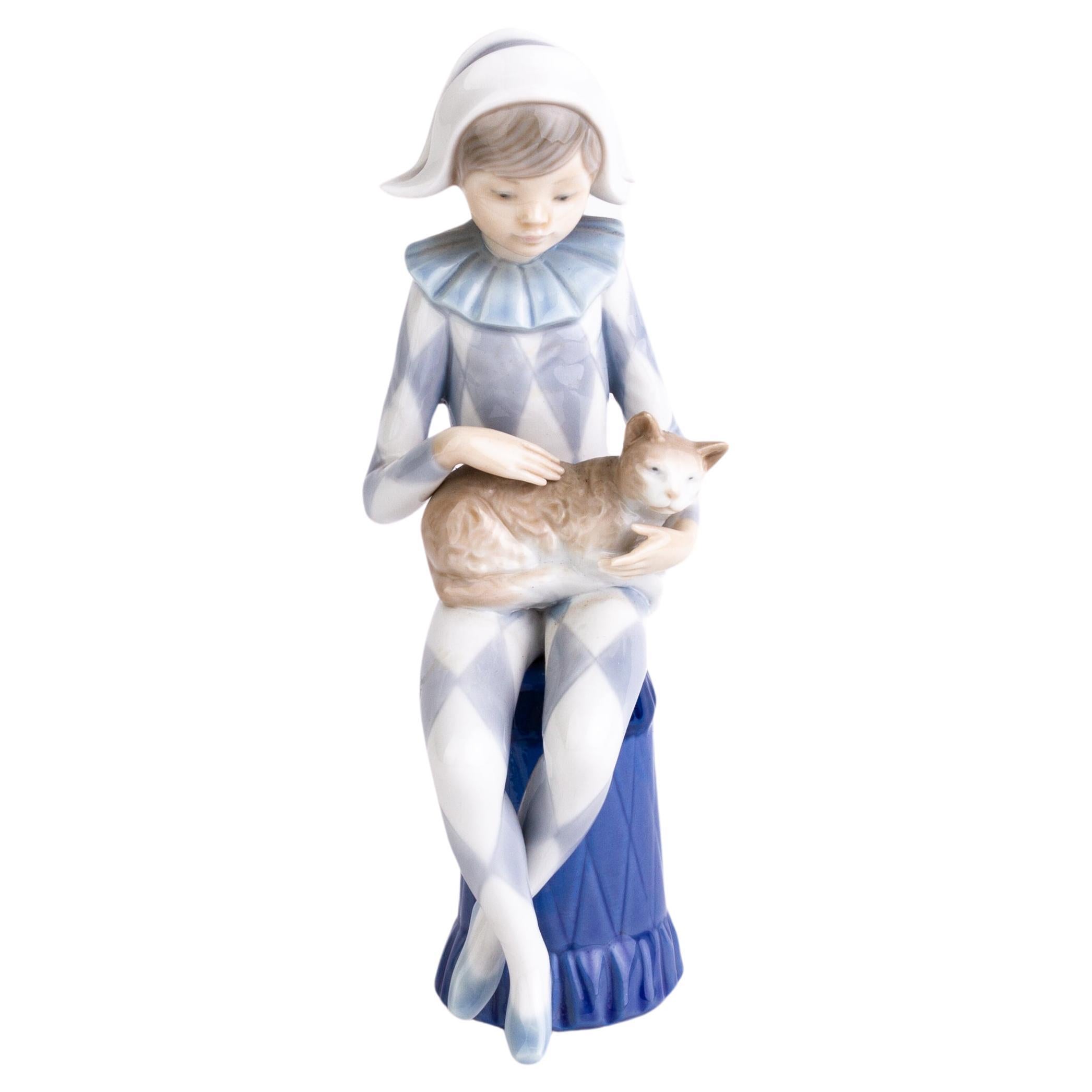 Spanish Fine Porcelain Nao Lladro Harlequin Sculpture Figure  For Sale