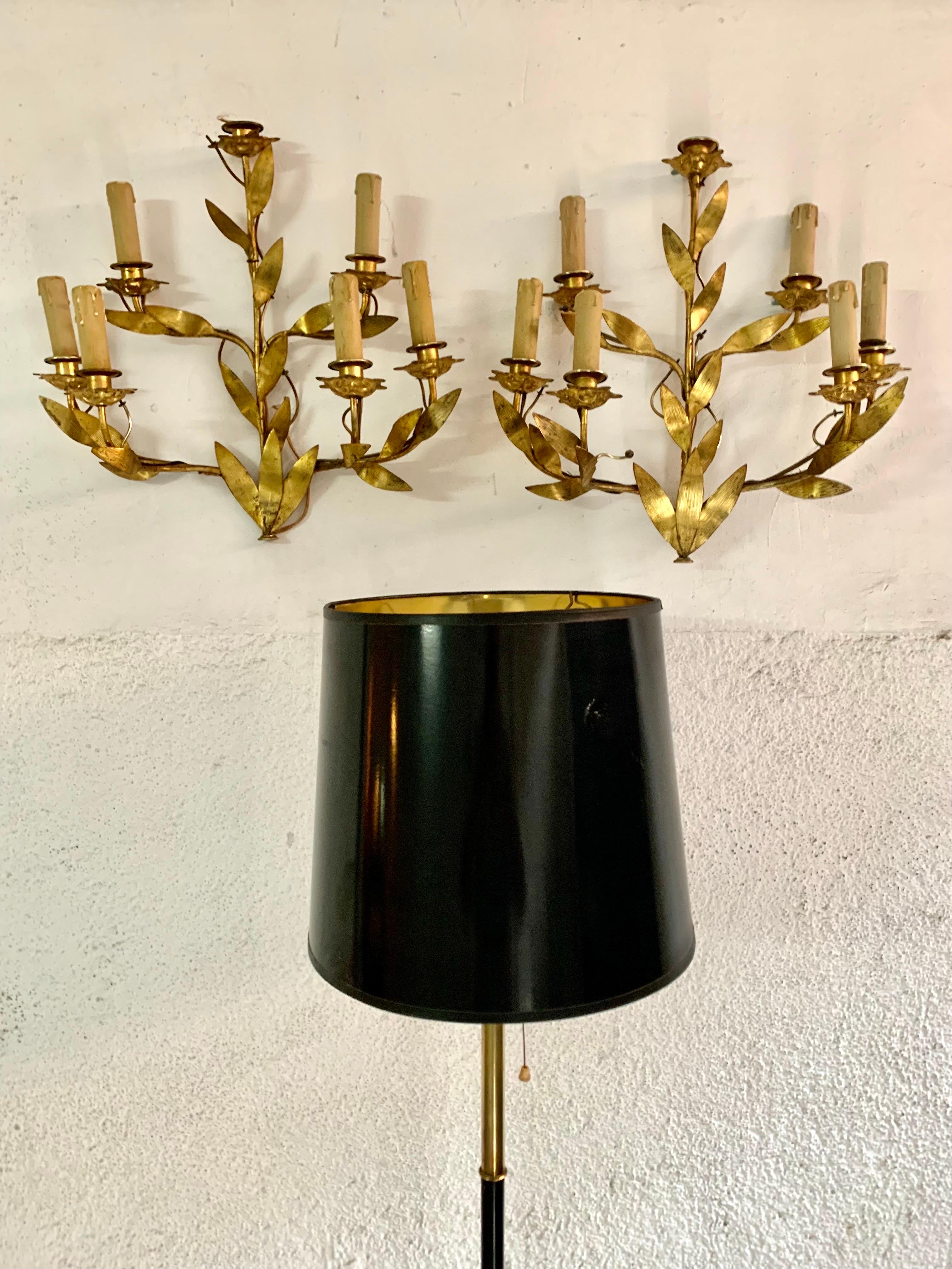 Mid-Century Modern Spanish Floor Lamp 70s, in Lacquered Metal, Brass and Bronce