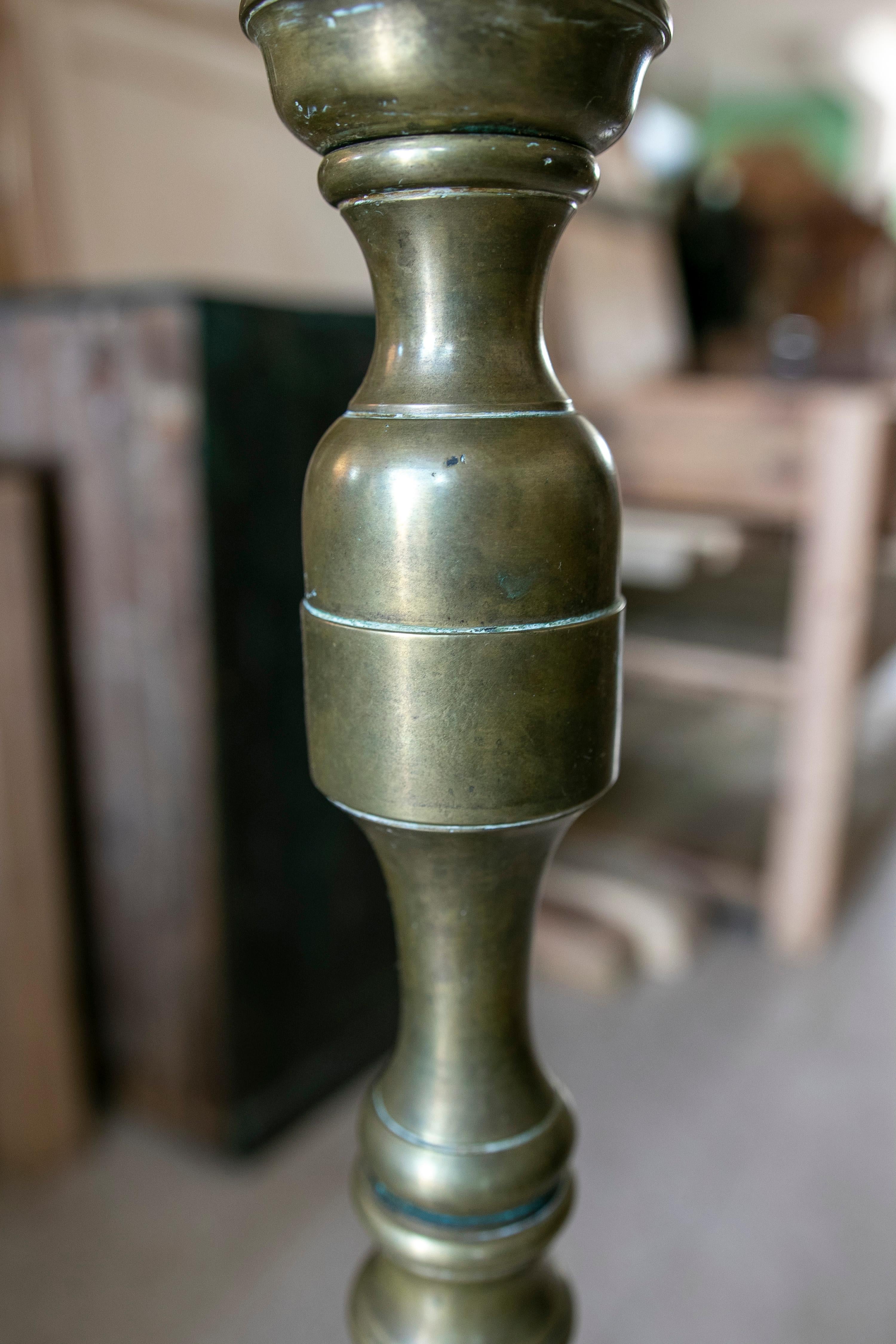 Spanish Floor Lamp Made with a Bronze Candlestick  For Sale 10
