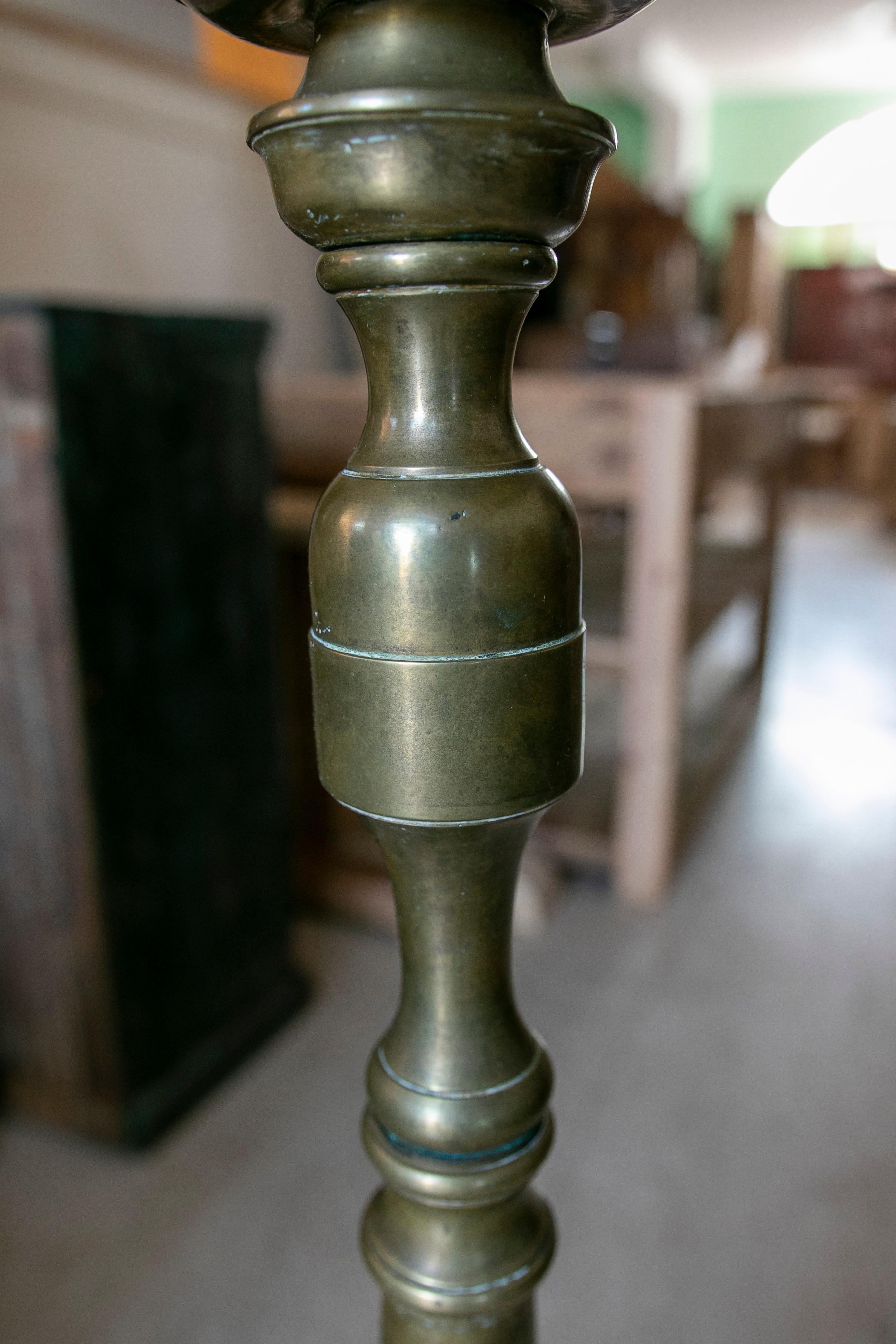 Spanish Floor Lamp Made with a Bronze Candlestick  For Sale 1