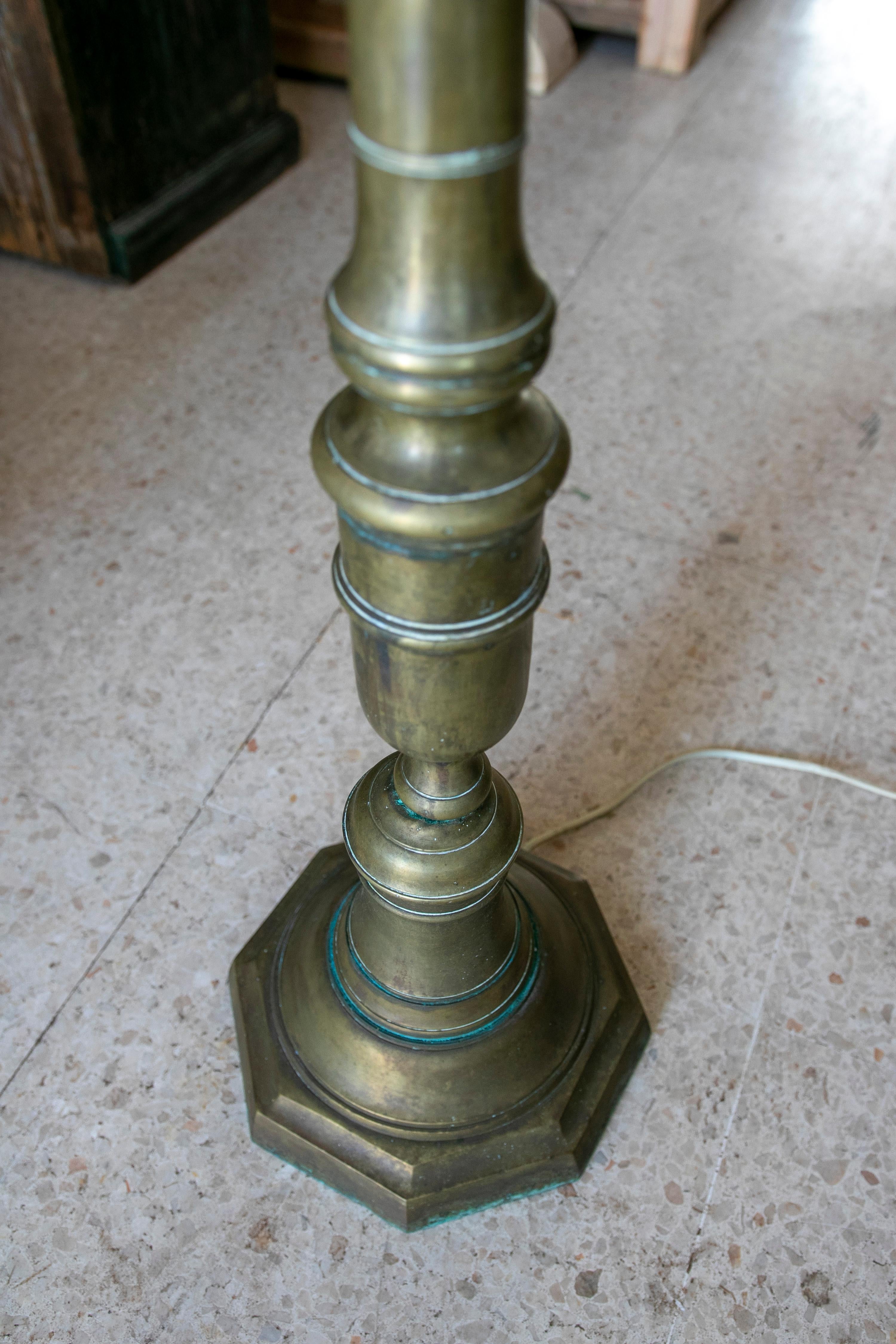 Spanish Floor Lamp Made with a Bronze Candlestick  For Sale 2