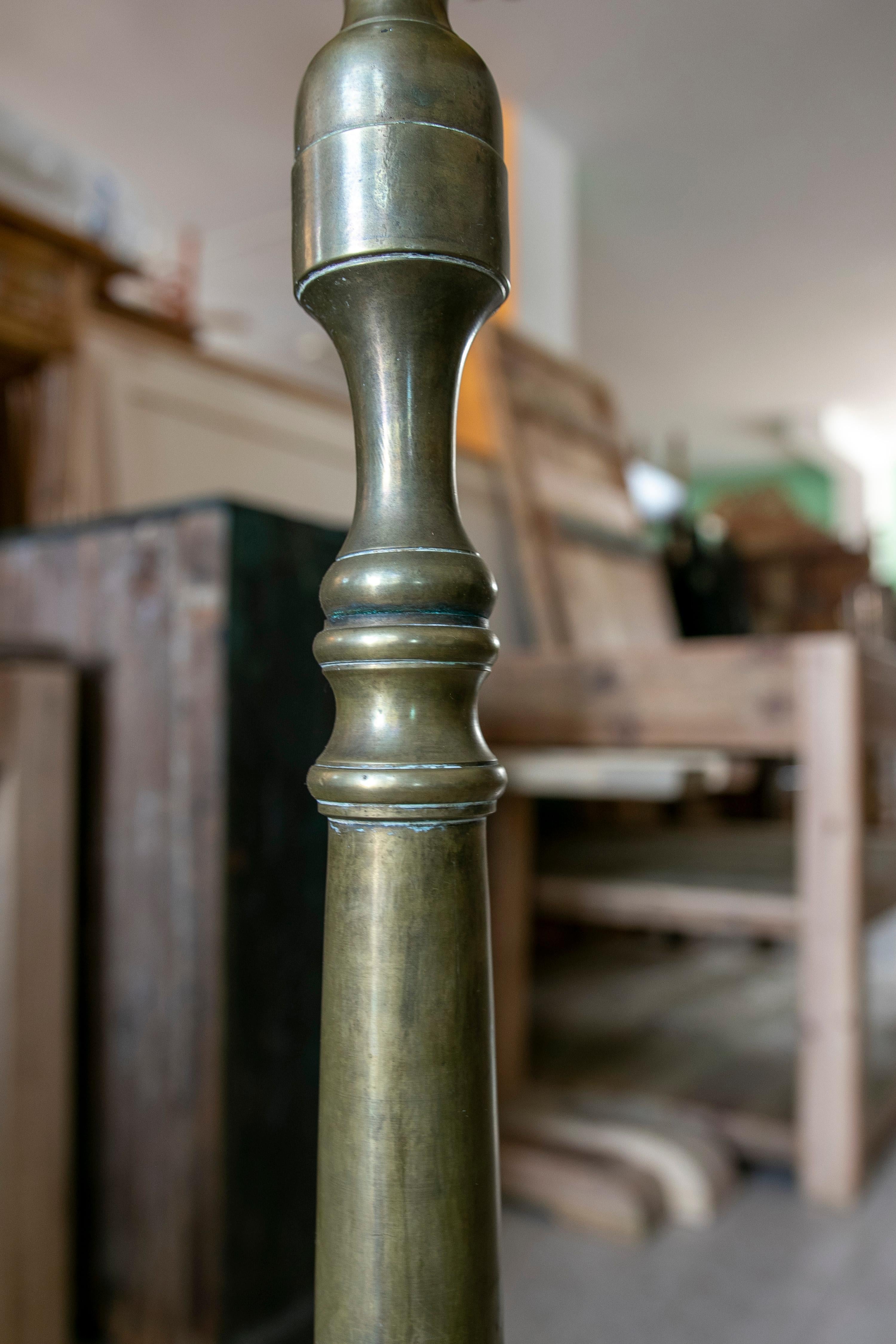 Spanish Floor Lamp Made with a Bronze Candlestick  For Sale 5