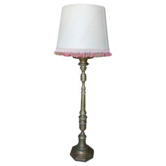 Spanish Floor Lamp Made with a Bronze Candlestick