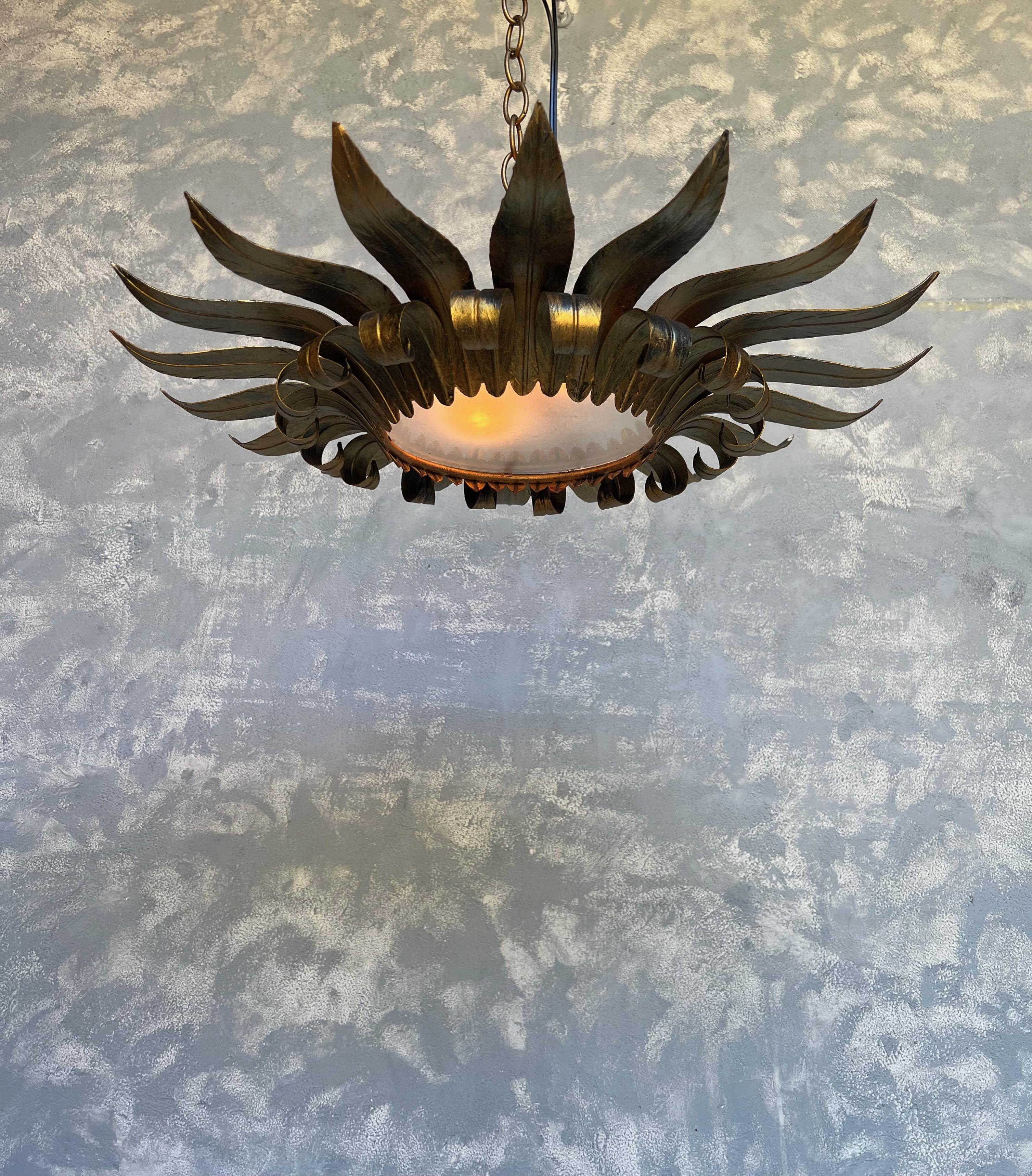 Spanish Flush Mount Ceiling Fixture In Good Condition In Buchanan, NY