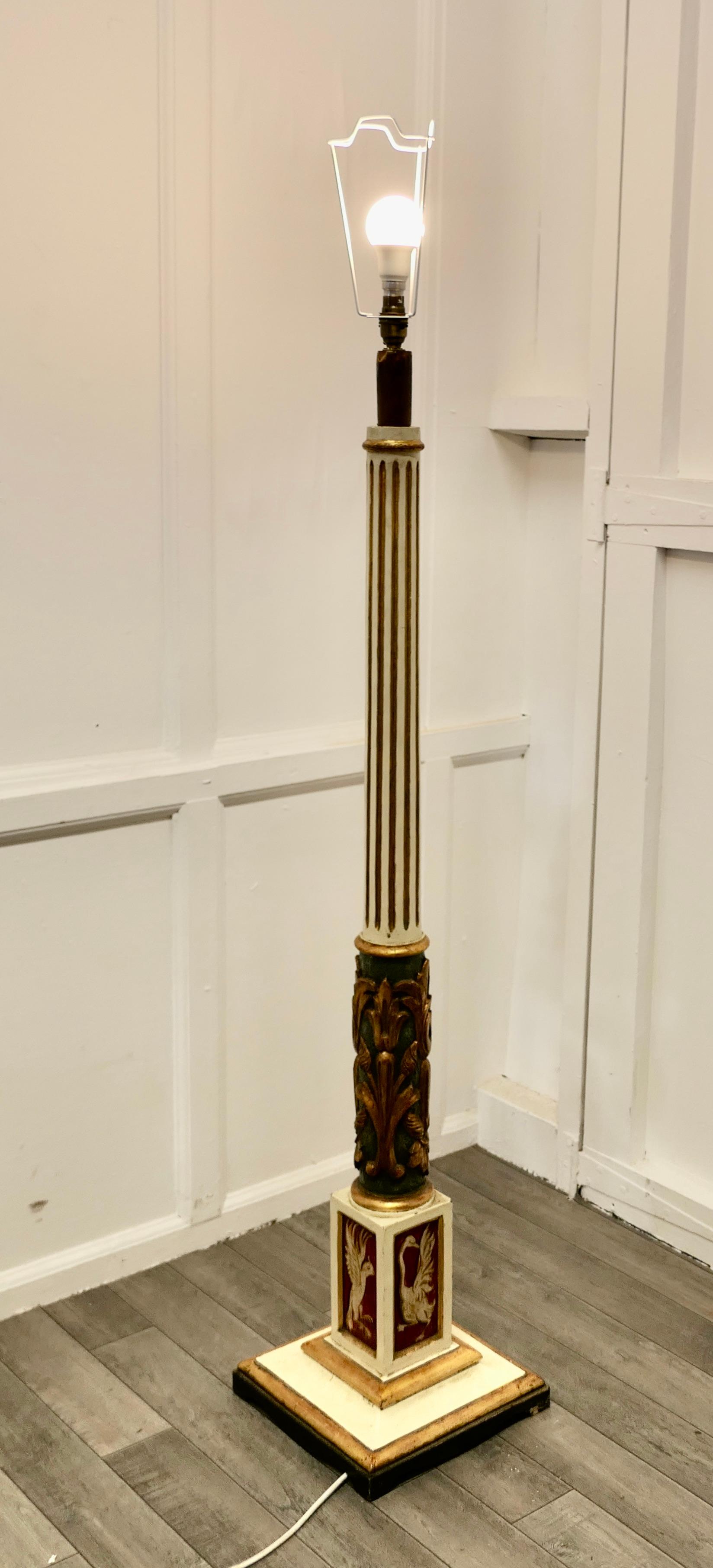 Pine Spanish Folk Art Floor Standing Standard Lamp For Sale